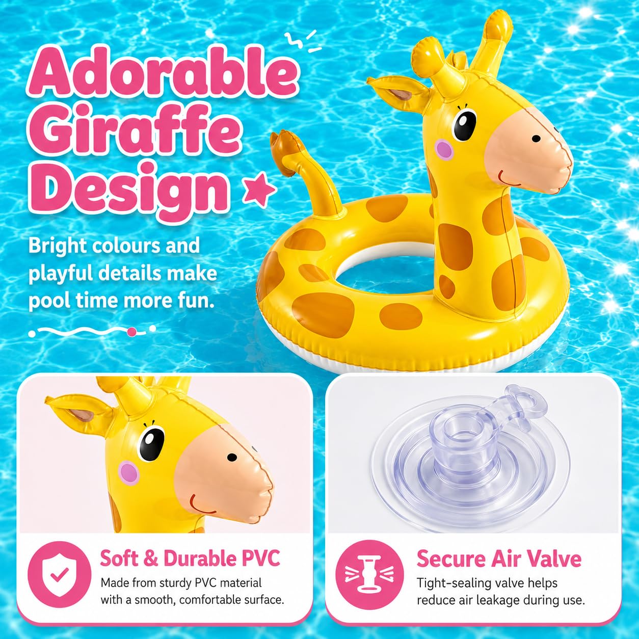 Bouée Gonflable Bébé girafe,Gonflable Flotteur Piscine Enfant, Anneau