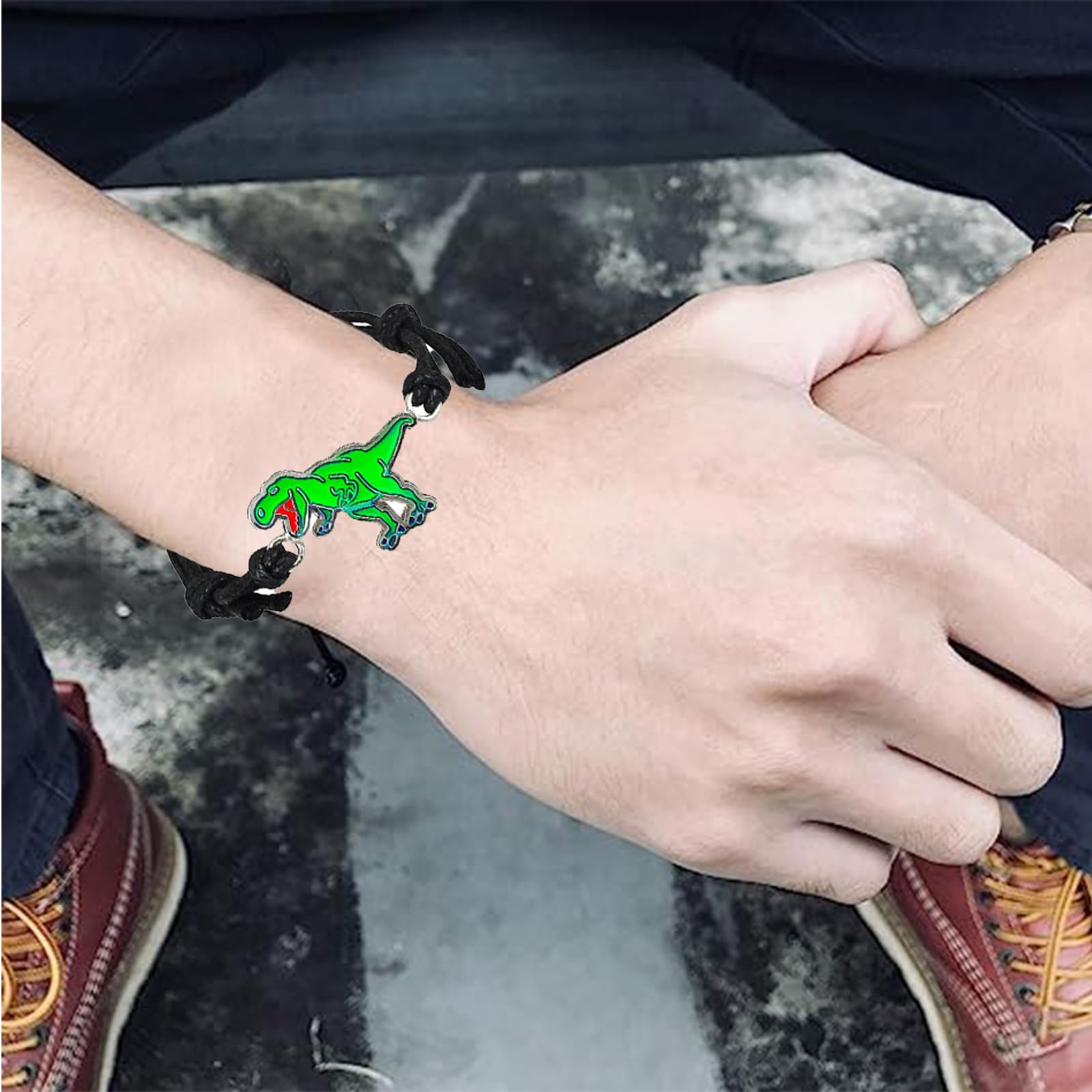 2 Braccialetti Regolabili Con Dinosauro E Chiusura Magnetica | Fatti A Mano In Nylon, Morbidi E Carini | Idea Regalo Per Amica Del Cuore