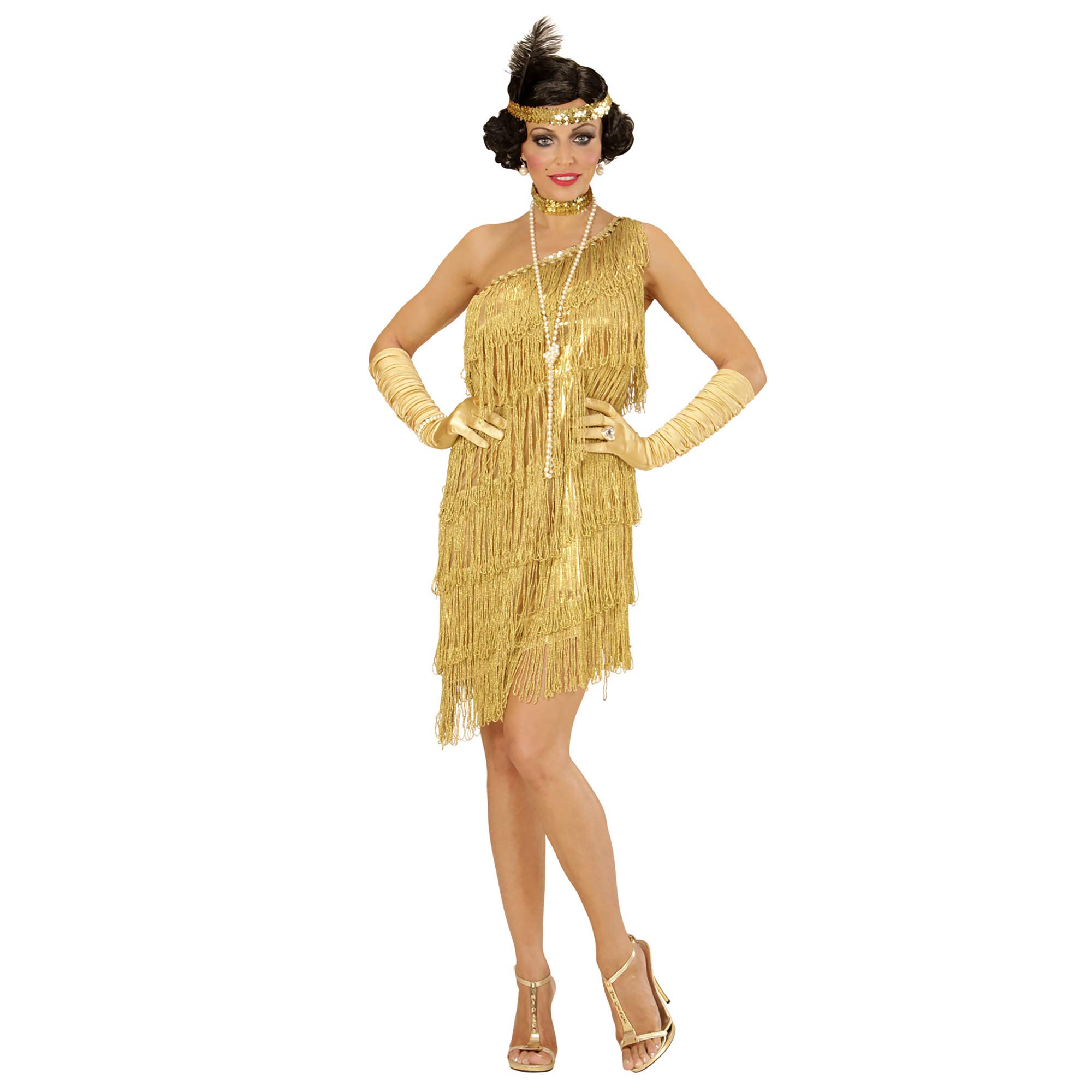 W WIDMANN MILANO Party Fashion - Costume femme années 20, 3 pièces | Avec robe, collier à paillettes et bandeau à plume, tenue Charleston, costume de flapper pour le carnaval et soirées