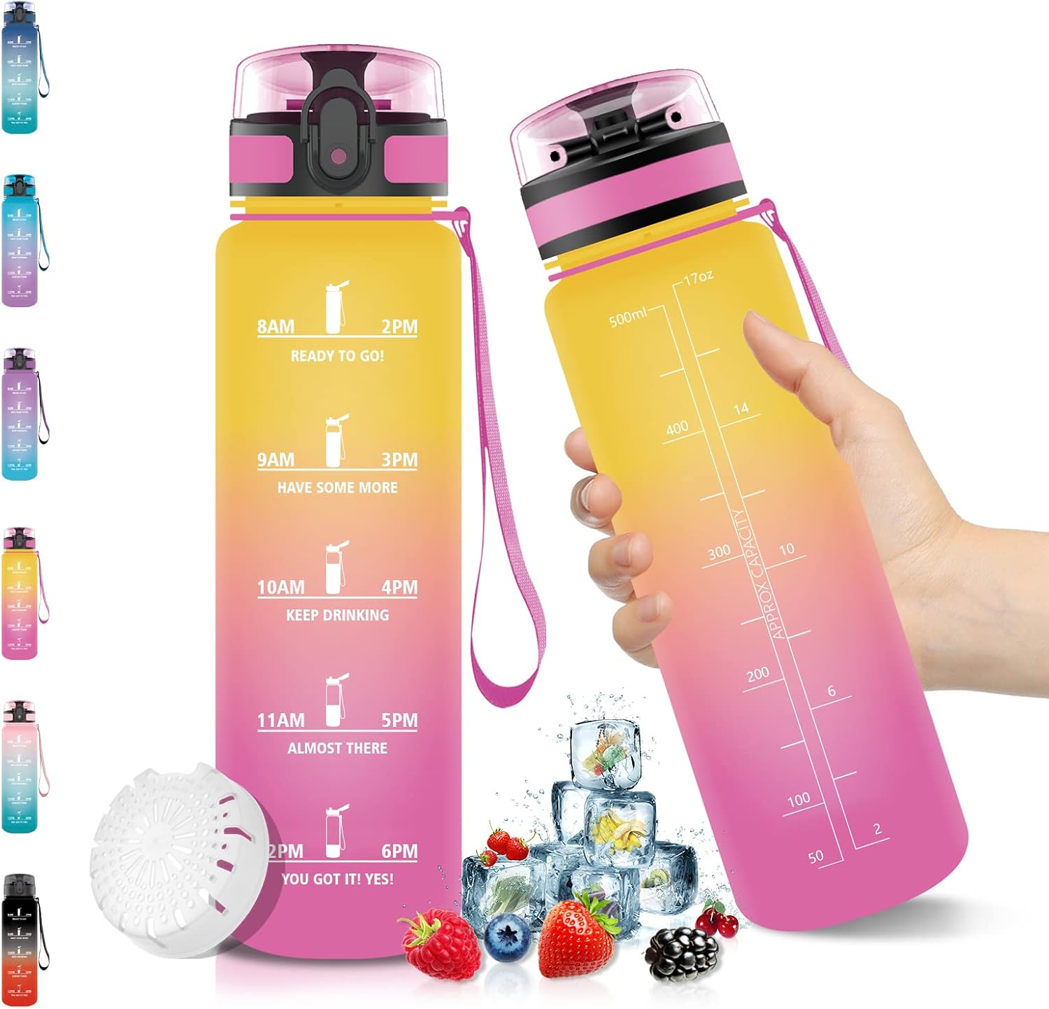 Gourde 500 enfant 0,5L Ecozen®, bouchon instantané, pipette et paille, randonnée QUECHUA