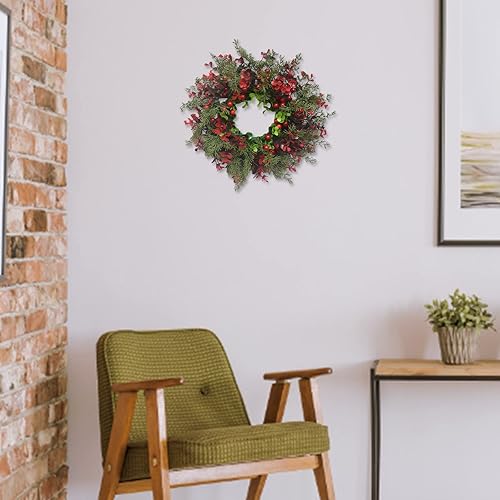 Miniatura 3 de Corona de Navidad de 14 pulgadas, bayas de Navidad, simulación, corona de eucalipto, decoración para colgar decoración navideña para puerta