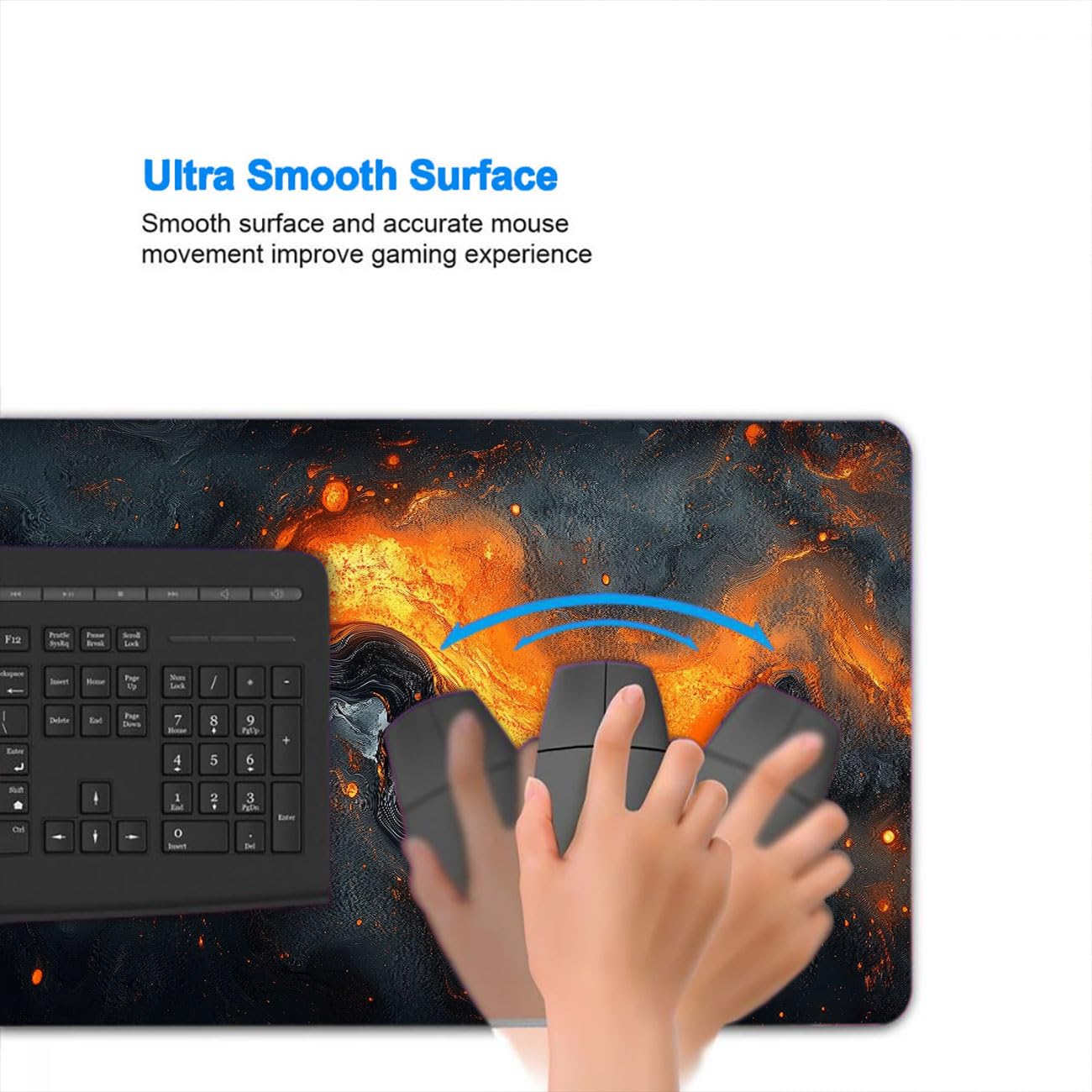 Alfombrilla de mouse abstracta para juegos, gris oscuro, naranja, líquido, alfombrilla de mouse grande para juegos, alfombrilla de teclado para laptop, base de goma antideslizante, alfombrilla de