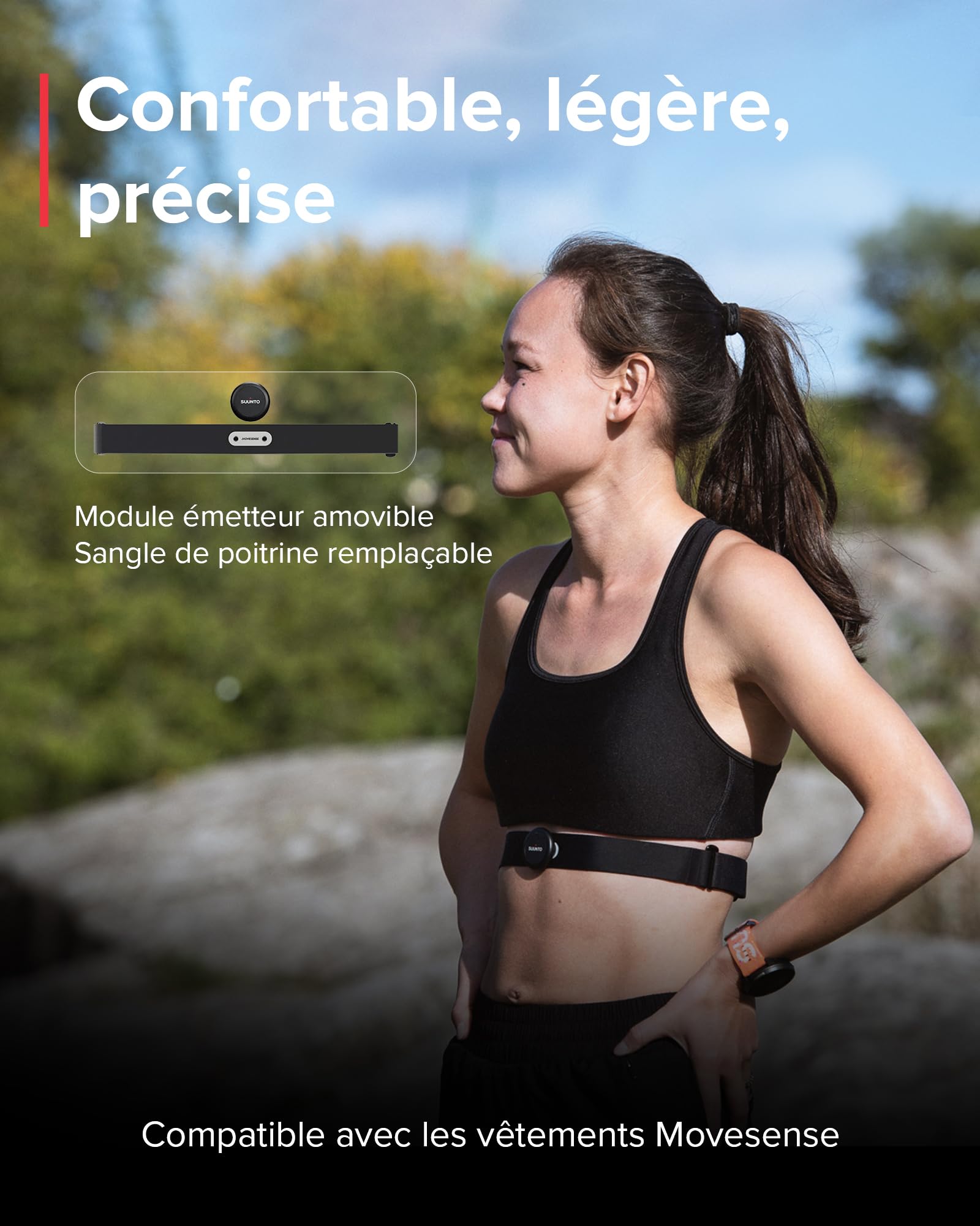 SUUNTO Smart Ceinture Fréquence Cardiaque, Capteur VFC pour Multisport, 30 m de Étanchéité, Bluetooth (BLE), Heart Rate Monitor, Batterie Longue Durée, Mémoire Interne, Sangle de Poitrine Remplaçable