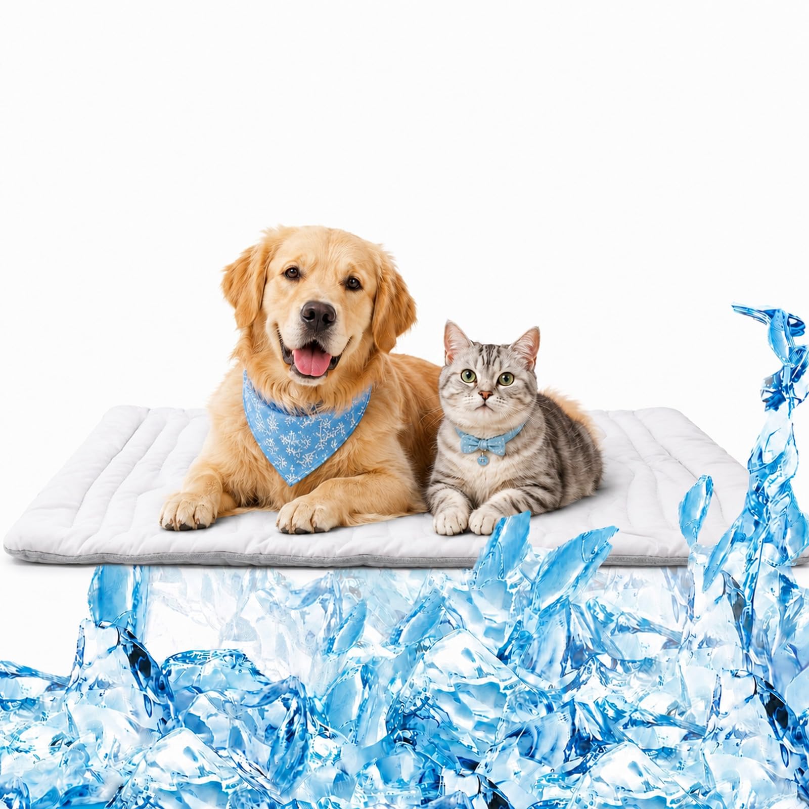 Kühlmatte Hund Katze Selbstkühlend, Chill Hundematte Die Innovative Kühlkissen, Automatische Kühlmatte für Haustiere (L - 122 * 71 cm - bis 35 kg)