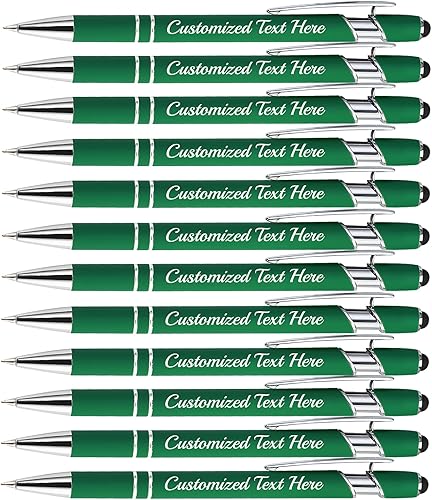 Vista 49 de Aolun Bolígrafo personalizado, bolígrafo grabado personalizado con lápiz capacitivo, metal suave al tacto, introduce el nombre, logotipo o mensaje