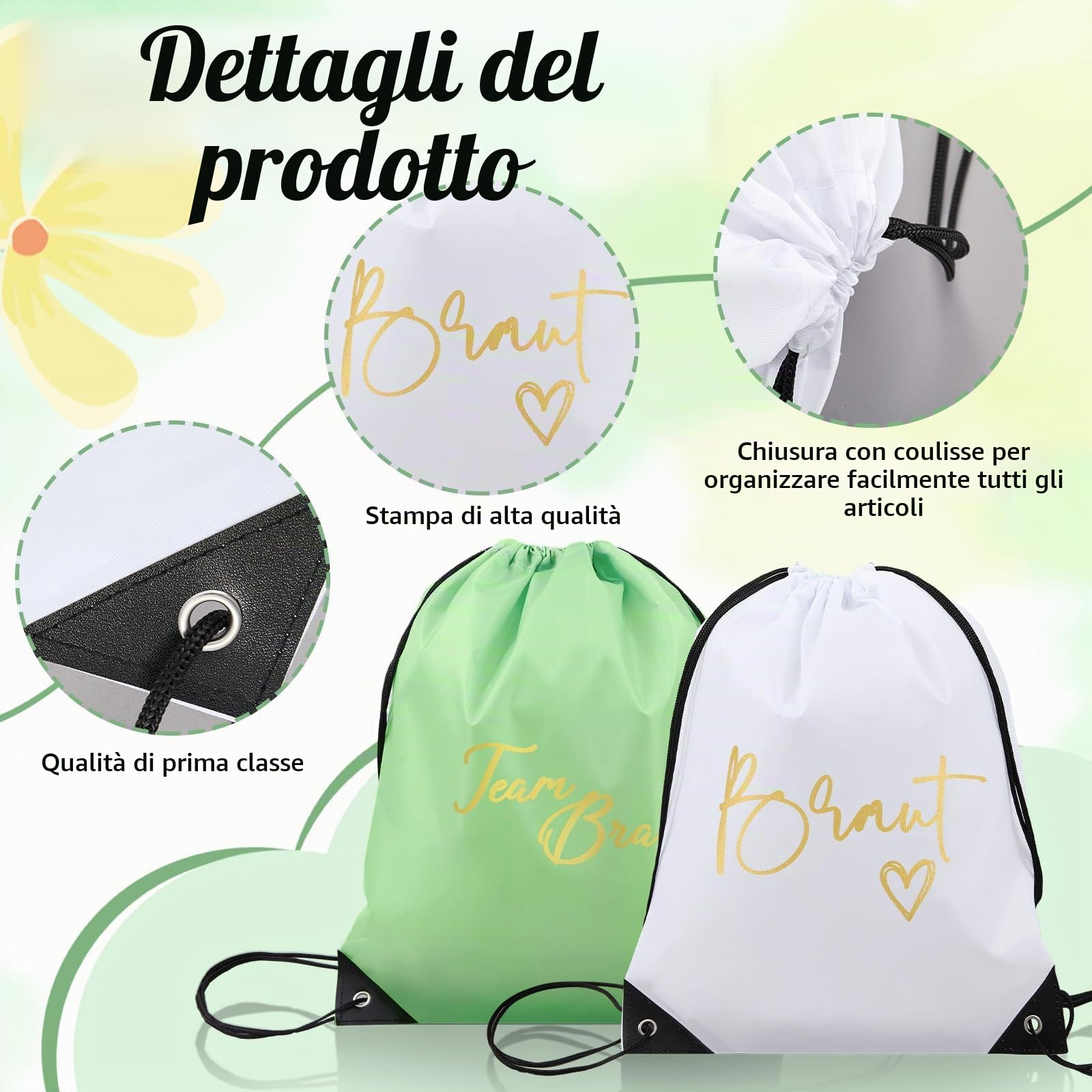 BBTO 57 Pezzi Accessori Addio al Nubilato Donna Bride To Be & Team Bride Kit con 14 Sacche Zaino, 14 Occhiali a Cuore, 14 Bracciali, 14 Scrunchie e 1 Fascia Sposa