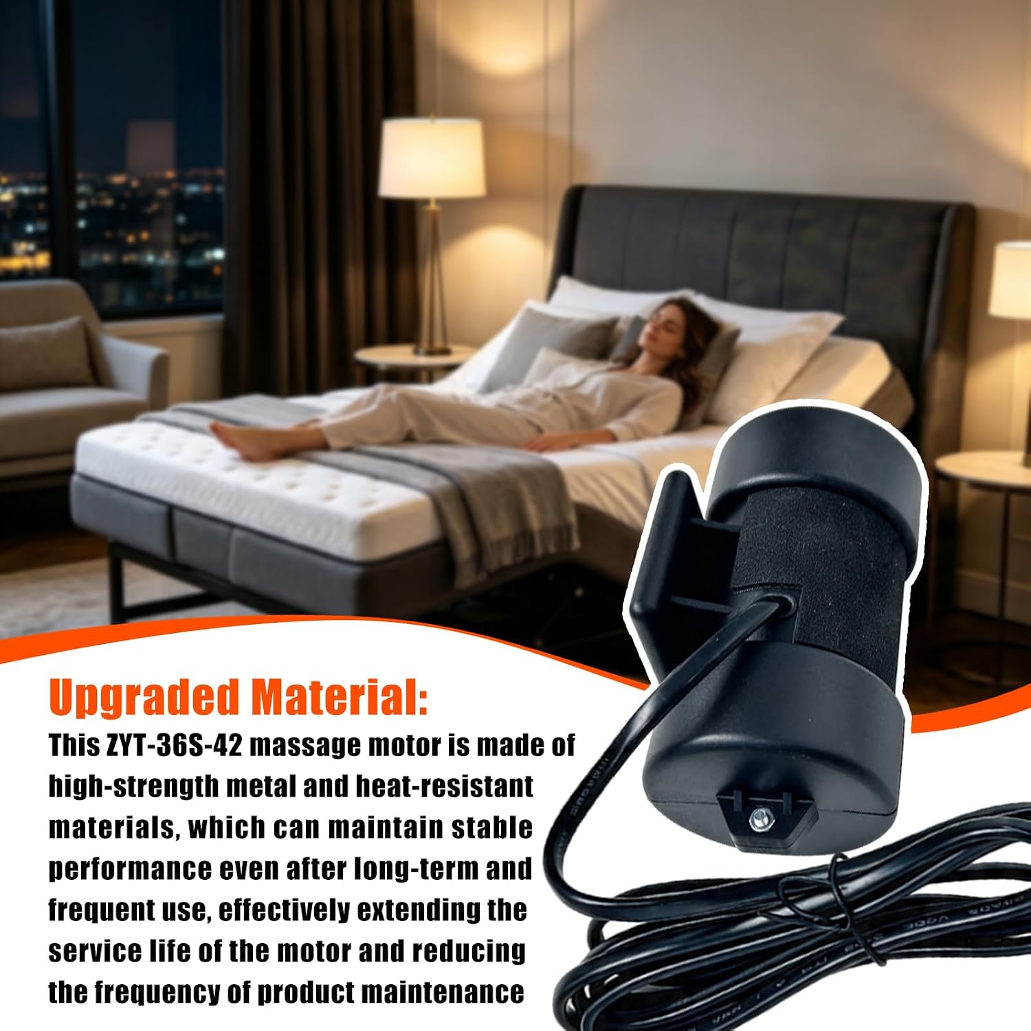 ZYT-36S-42 Adjustable Bed Massage Motor Replacement for TempurPedic Sealy Ergo Leggett&Platt Adjustable Bed Replacement Parts, Suitable for Head and Foot Areas Easy to Install