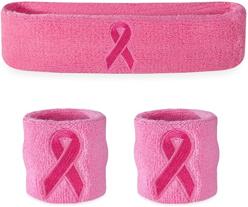 Miniatura 16 de Suddora Juego de bandas para el sudor, 2 pulseras y 1 diadema que absorben la humedad, bandas atléticas de tela de rizo transpirable para Rosa neón