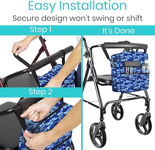 Vista 51 de Bolsa de transporte Vive para andador, universal, para accesorios de sillas de ruedas, andadores, andadores con ruedas y sillas de transporte, que