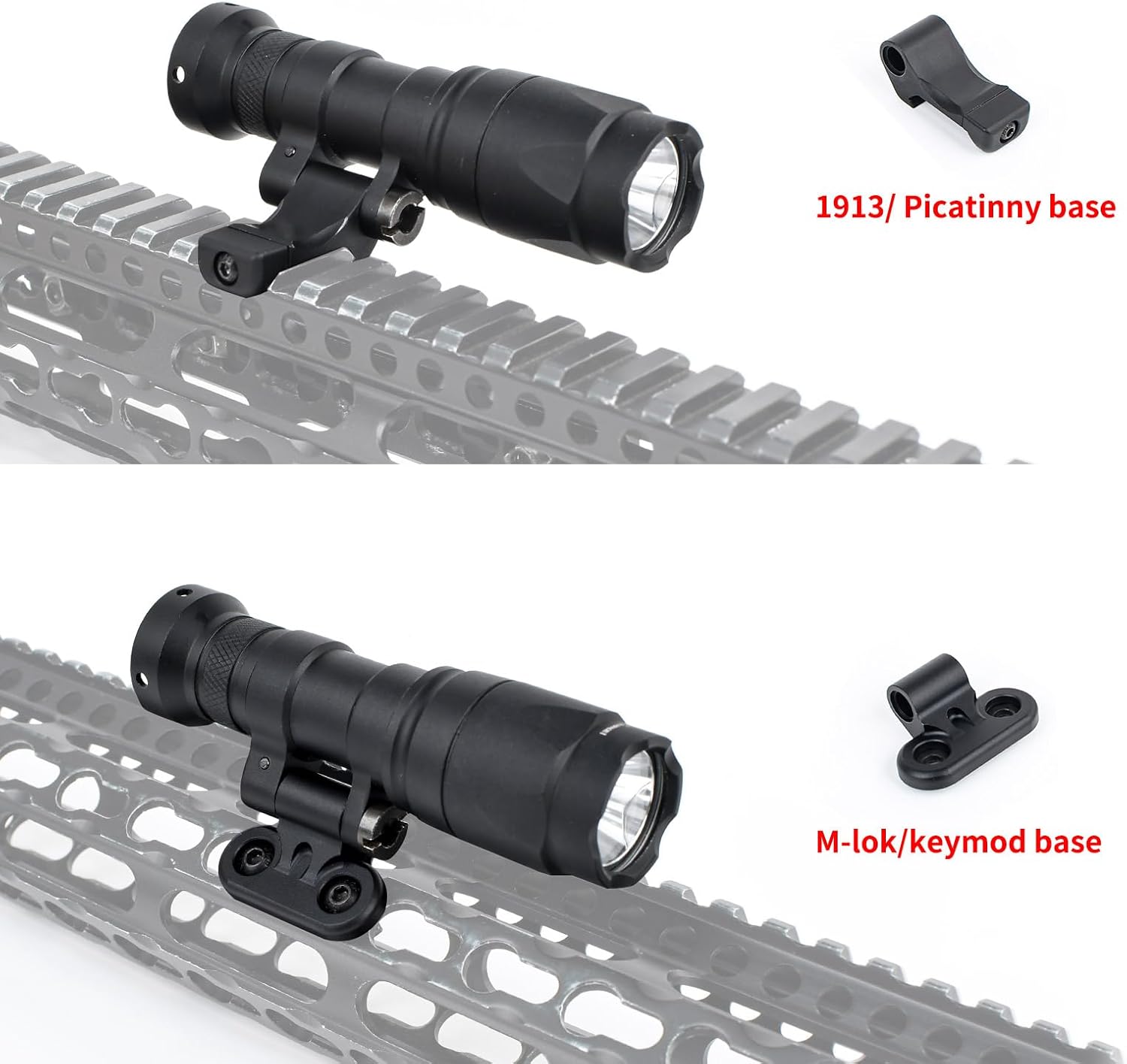 Tactical Flashlight Replaceable Rotating Base with Dual Button Remote Activation Pressure Switch