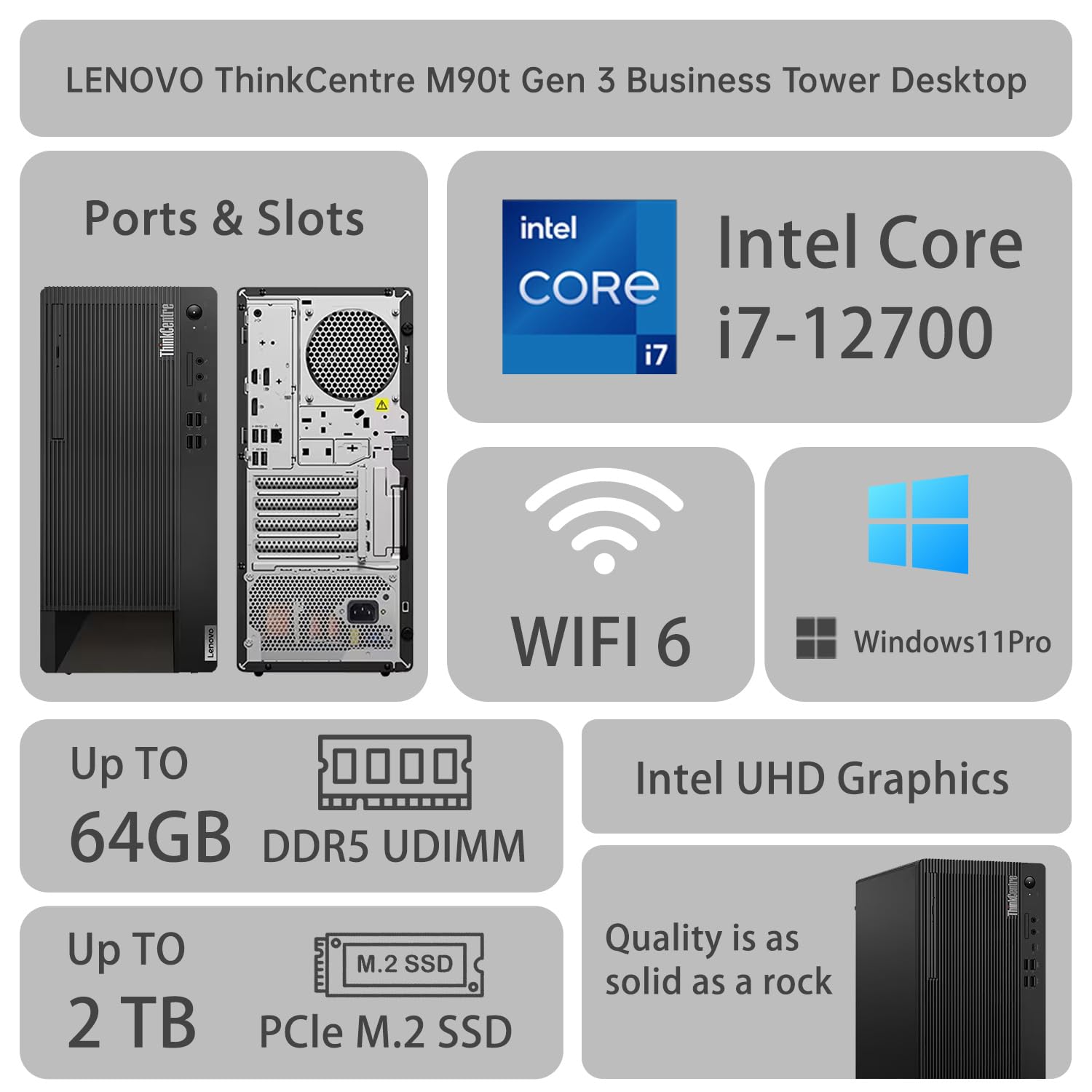 Amazon.com: Lenovo ThinkCentre M90t Gen 3 Business Tower Desktop