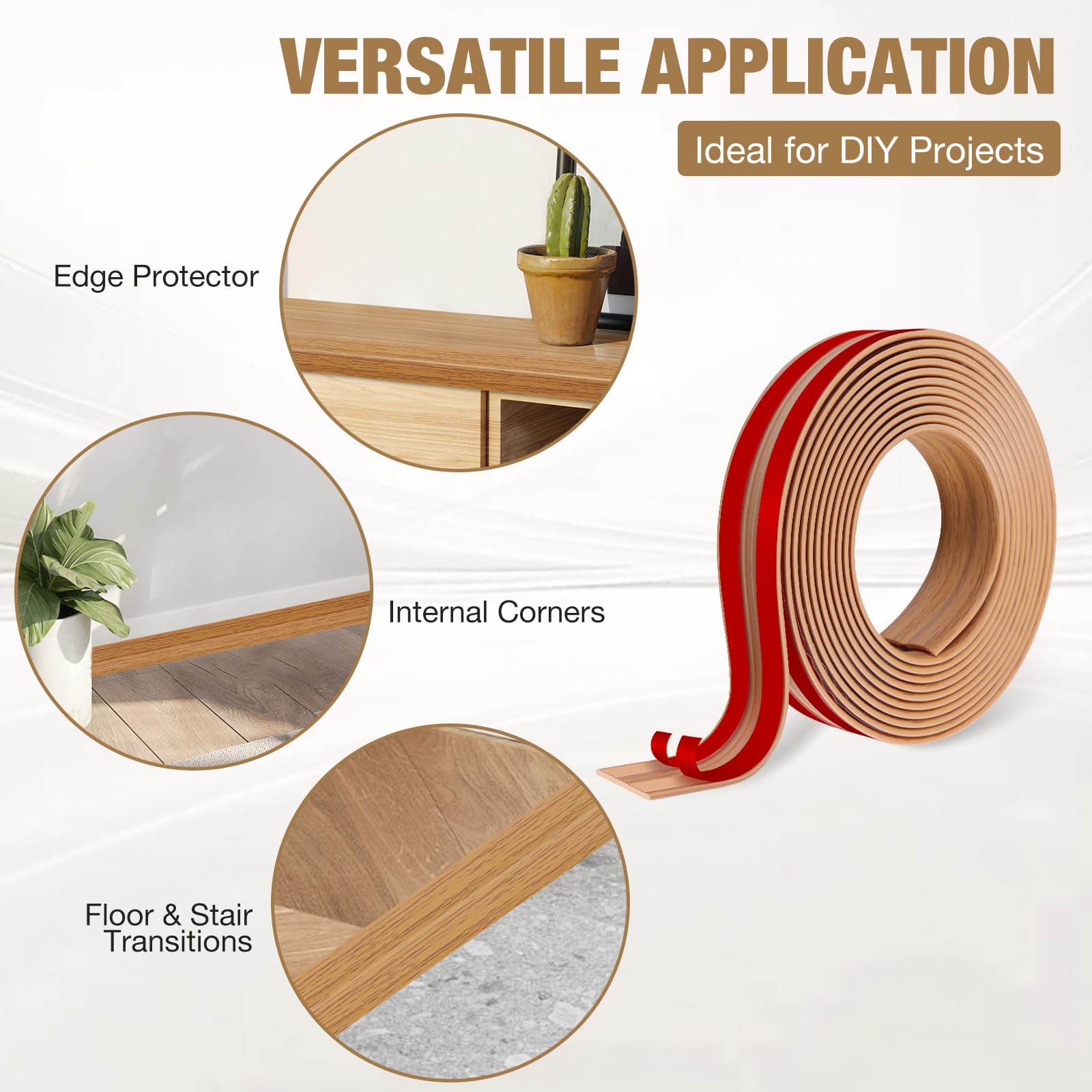 3M Corner Trim, Self Adhesive Flexible PVC Edging Strip ,Peel and Stick Wall Moulding for Tile Edging Wall - Image 5