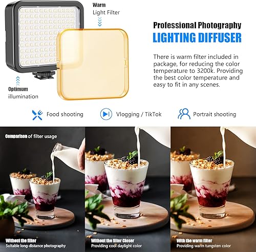 Miniatura 2 de Mettlelite VL120B Kit de luz LED de video regulable, continuo, portátil, para cámara, iluminación de fotografía, luz de video recargable con trípode