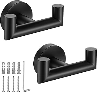 Towel Hooks for Bathrooms,Matte Black Towel Hook for Kitchen Bathroom,SU...
