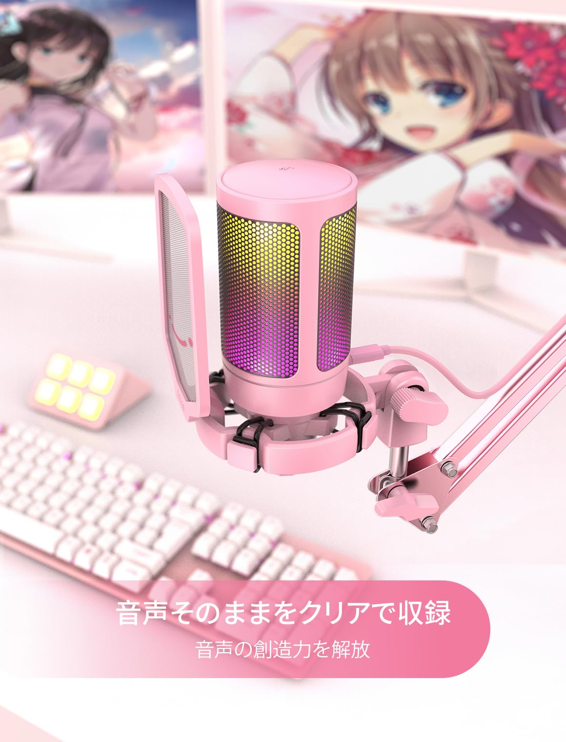Amazon.co.jp: FIFINE USB コンデンサーマイク RGBライティング
