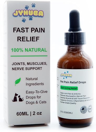 JYHUBA Gotas para aliviar el dolor de mascotas, antiinflamatorias naturales para perros y gatos con aceite de guisante y MCT alivia el dolor de