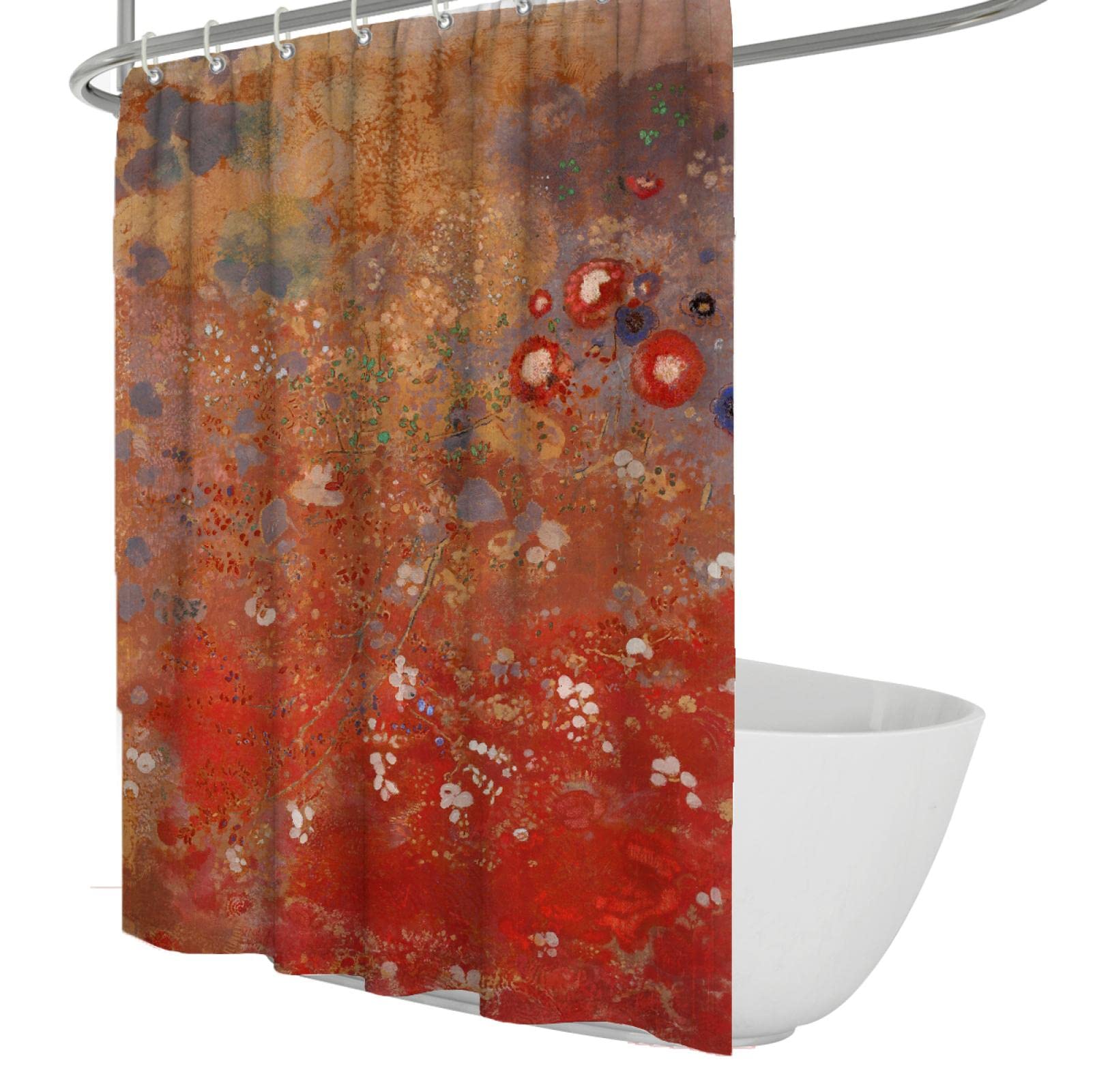 Odilon Redon Cortina de ducha Simbolismo Pintor Cortinas de ducha Cortinas de baño rojas Lavable a máquina Cortina de baño de secado rápido Ganchos 240x180 cm