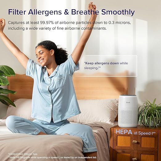 LEVOIT Air Purifiers for Bedroom Home Dorm, 3-in-1 Filter Cleaner