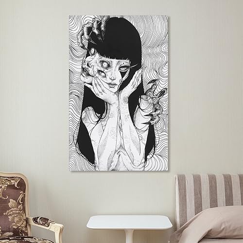 Miniatura 7 de SEJAS Póster de manga de terror de Tomie Junji Ito impreso en lienzo de anime, pósteres, impresiones artísticas de pared para sala de estar, baño,