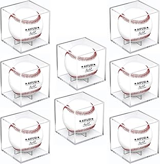 Baseball Display Case, UV Protected Acrylic Cube Baseball Holder Square Clear Box Memorabilia Display Storage Sports Official Baseball Autograph Display Case - Fits Official Size Ball(8 Pack