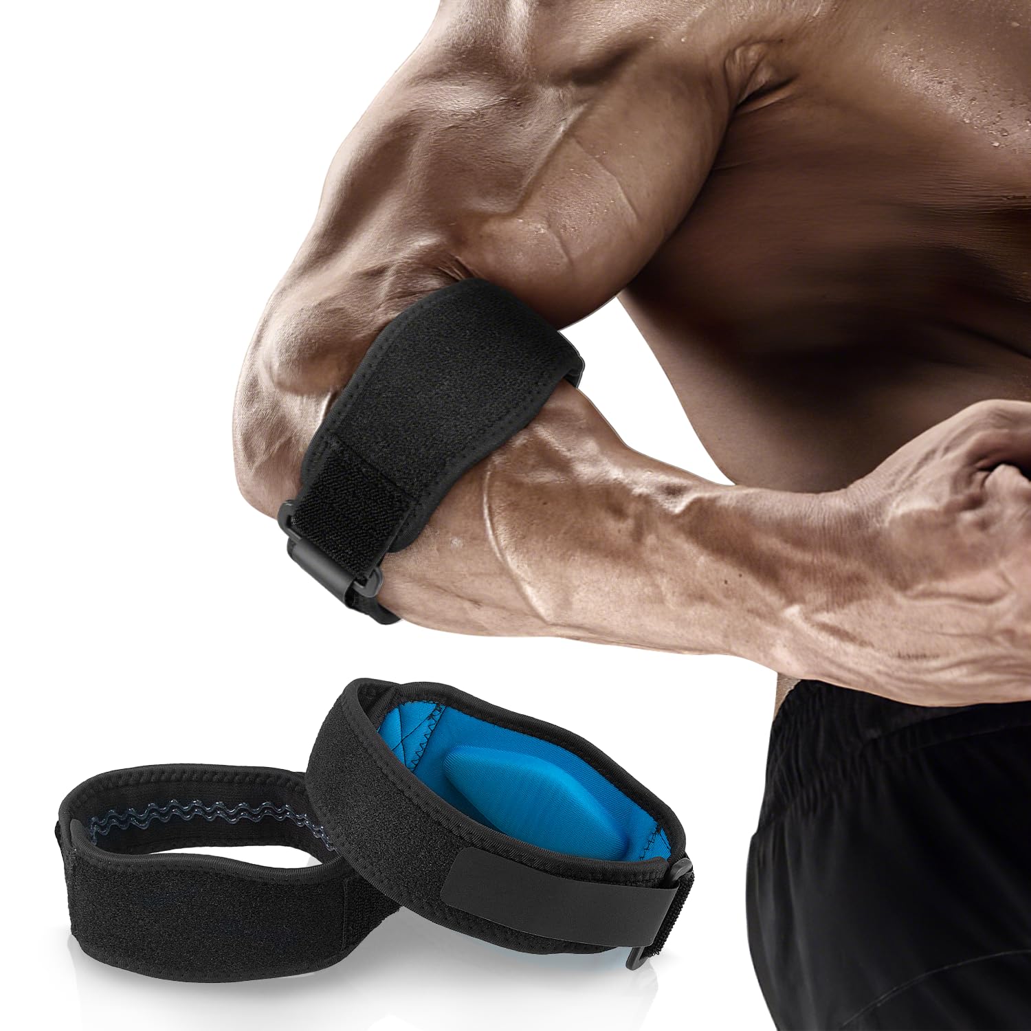 AGPTEK 2 Pz Supporto Gomito per Tennista e Golfista Tutore Epicondilite, Fascia Gomito Palestra con Cuscinetto di Compressione in EVA Comodo, per Rillevare i Dolori, Taglia Unica, Nero