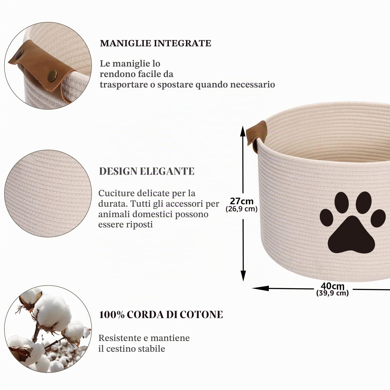 Morezi Cestino per giocattoli per cani e gatti, in grande contenitore, perfetto per raccogliere giocattoli, toelettatura, pannolini, per soggiorno, sala giochi, armadio, casa, beige
