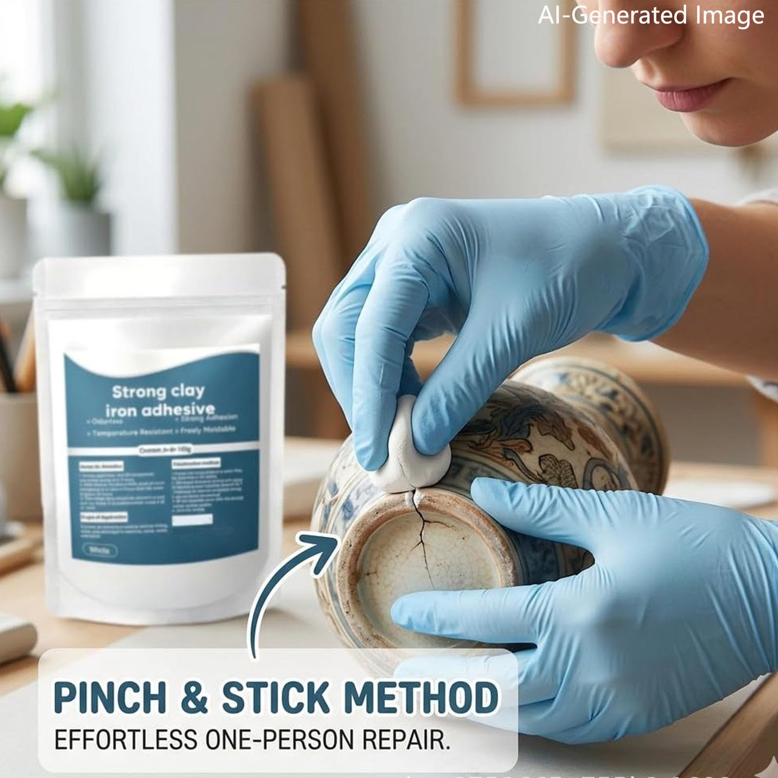 High-Strength Multi-Purpose Repair Clay, Strong Putty Iron Adhesive for Bonding, Repairing, Filling Cracks Holes, Pipe Leak Repair Putty, Durable Pool Clay for Bonding Metal Ceramic Wood (5pcs)