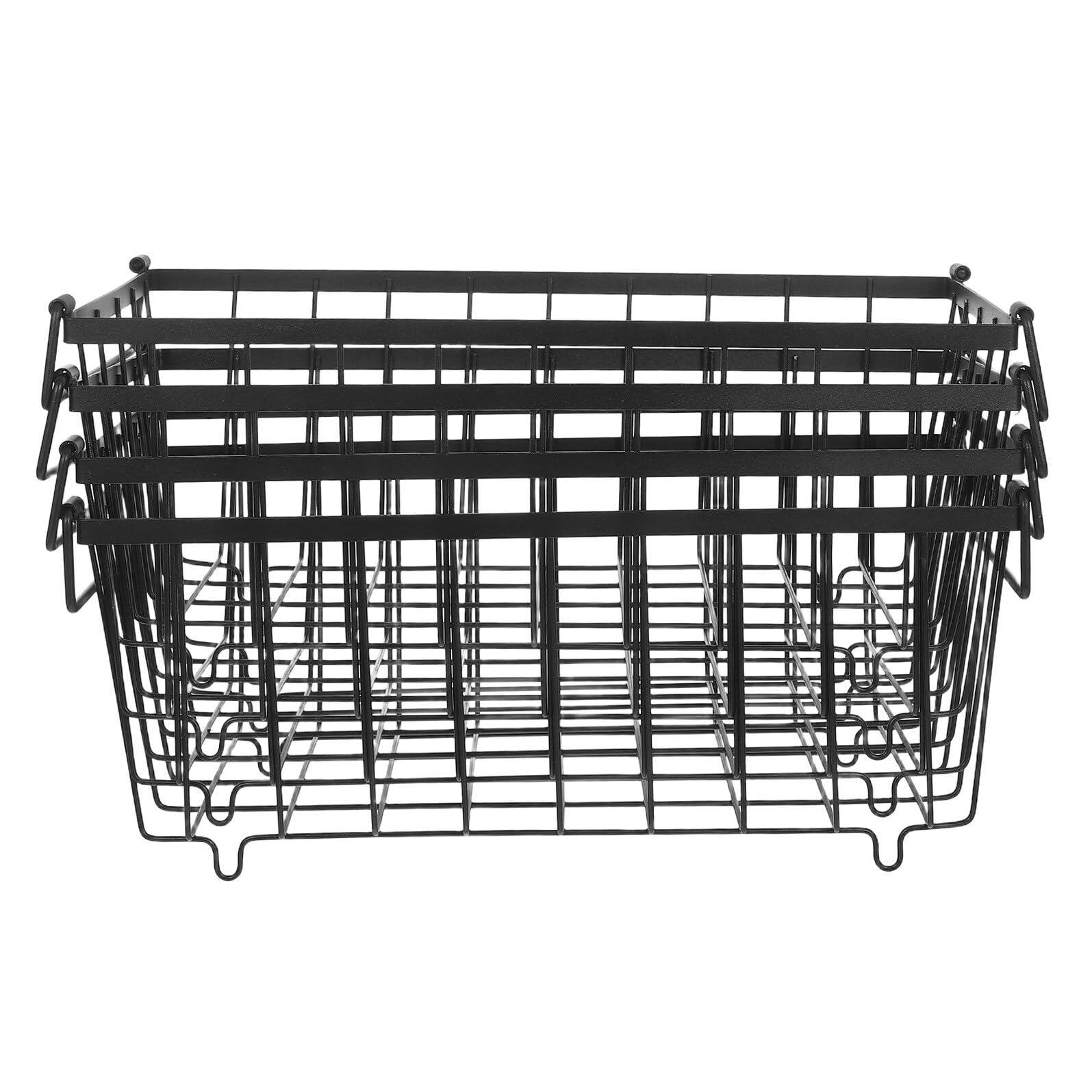 Cestelli in Filo per Congelatore a Pozzetto 4 Pezzi in Ferro Nero | Impugnature Ergonomiche, Fit Versatile, Ottimizzazione dello Spazio, Uso per Alimenti