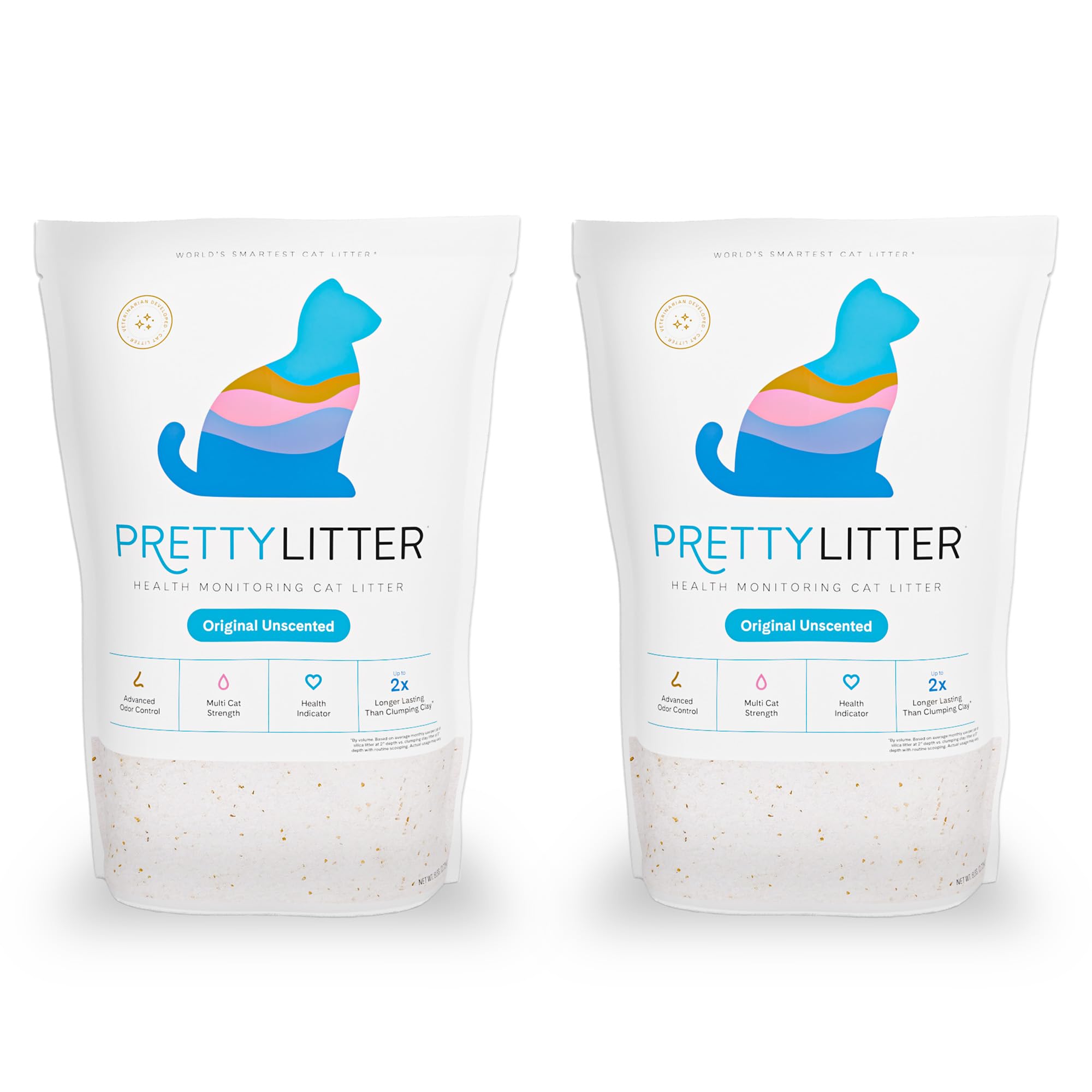 PrettyLitter Health Monitoring Cat Litter (Unscented, Non Clumping) | Lightweight & Low Tracking, Color Changing Silica Gel Crystals, Advanced Odor