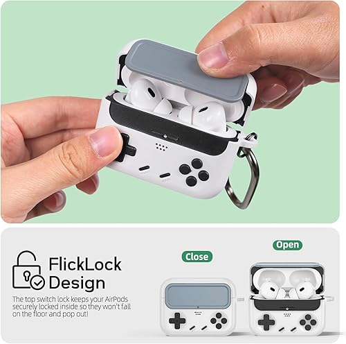 Miniatura 6 de Inesore Funda para Airpods Pro de 2 generación con kit de limpieza, con cerradura para Airpods Pro, funda clásica y divertida para consola de juegos