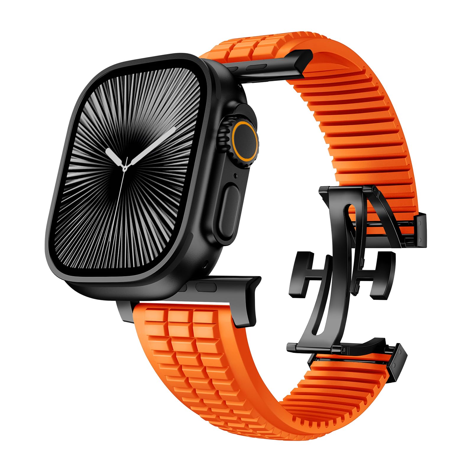 SEURE FKM pasek do zegarka Apple Watch Ultra 2/1, 49 mm, seria 10, 46 mm, seria 9/8/7, 45 mm, seria SE2/6/SE/5/4, 44 mm, seria 3/2/1, 42 mm, biznesowy, sportowy, fluorowany, zapasowy pasek dla