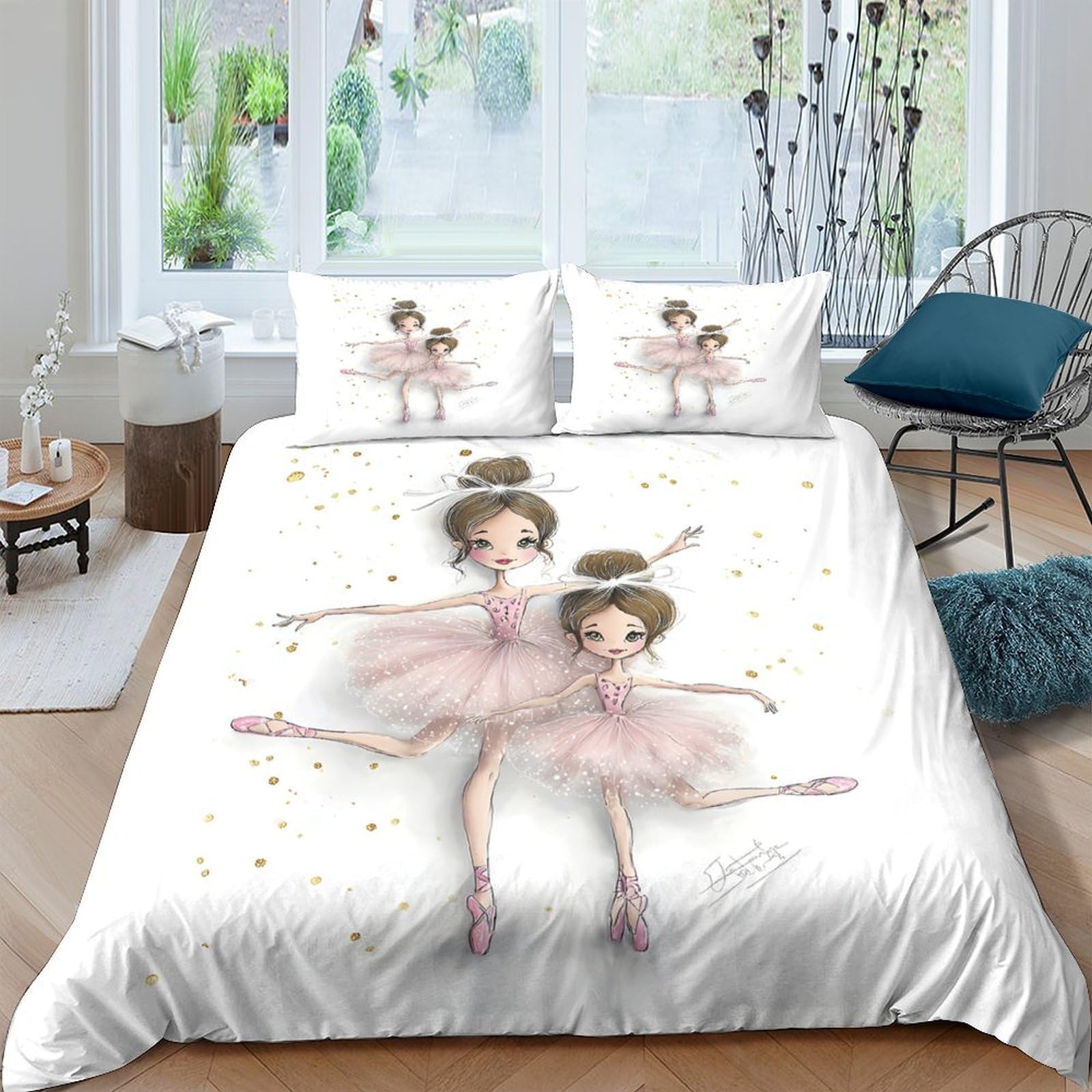 Ctjqhvkz Girls Style-5 3D Printed Ballet Fitted Sheet Microfiber Soft Pink Bedroom Decor Artistic Ballerina Bed Cover For Home Dorm Mattress Protection Single（135X200cm）