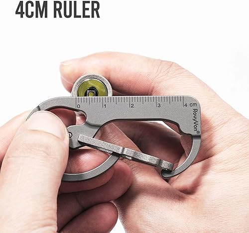 Miniatura 6 de RovyVon Clip de llavero de mosquetón de titanio U4 (G2) con regla, multiherramienta EDC y para exteriores