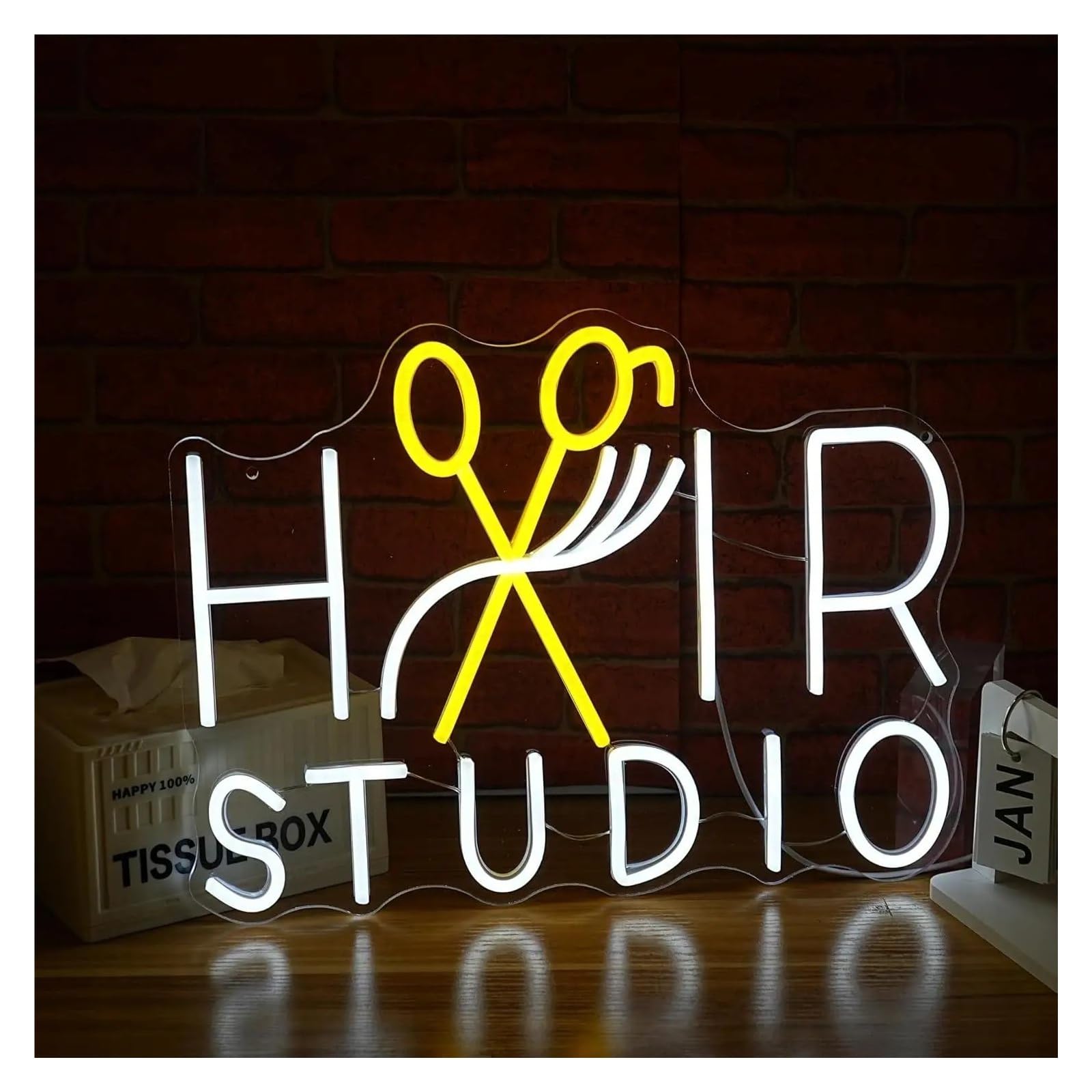 LEMST Sign Lamp Hair Studio Neon Sign USB Powered Led Lights for Beauty Salon Haircut Barber Shop Wall Decor Business Signs 39.38x30cm/15.5×11.81in