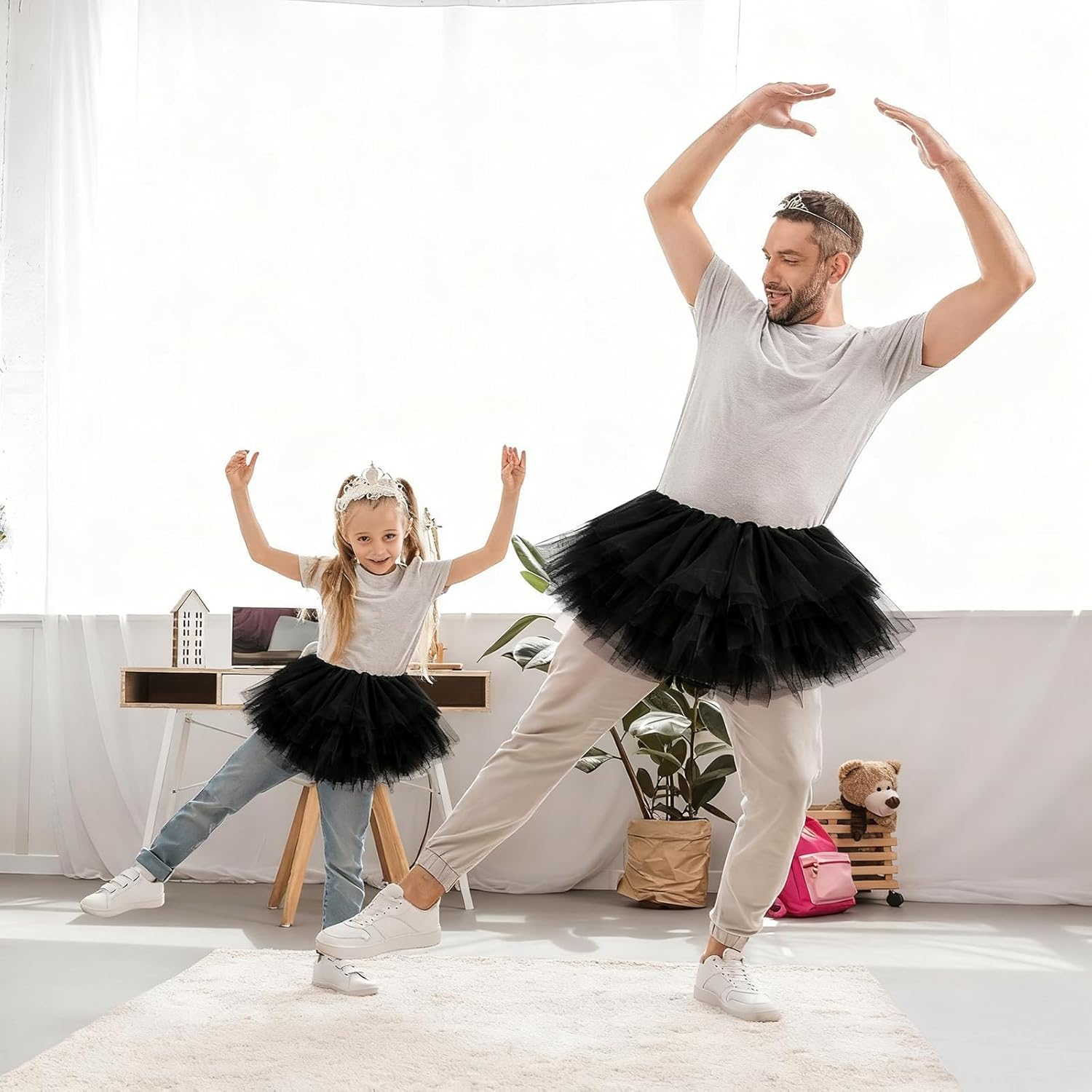 3 PCS Tutu Skirt Women Adults Classic Elastic,5 Layered Tulle 80's Dance Scene Outfit for Stage Performances,Halloween - Image 6