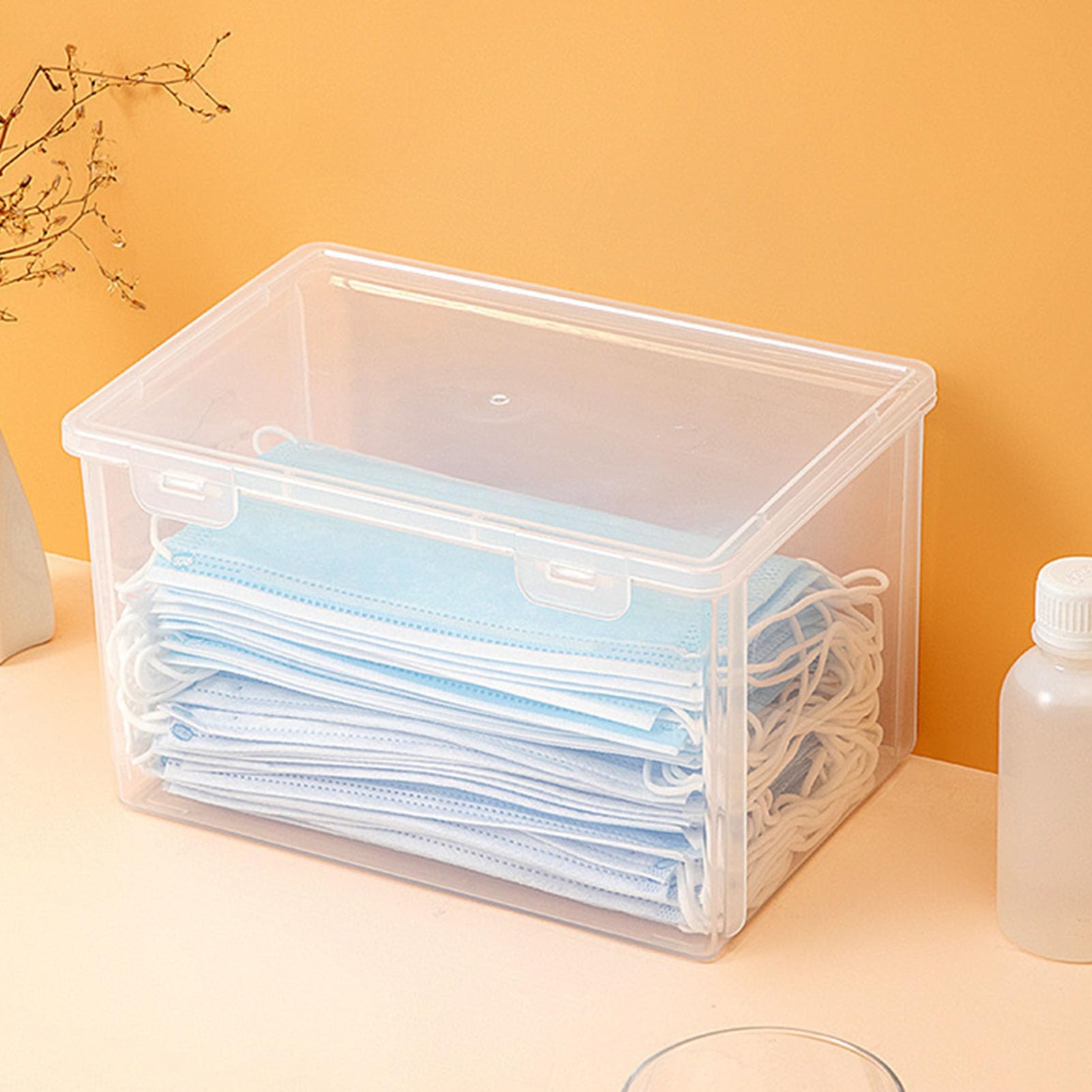 Scatola portaoggetti per cosmetici in acrilico trasparente con coperchio Organizzatore per trucco per gioielli antipolvere impermeabile per scatola portaoggetti da tavolo domestica  15