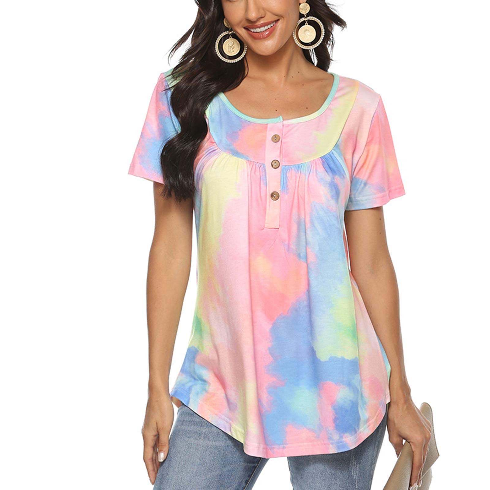 T-shirt ample col rond femmes résolvant l'inconfort des hauts serrés, Style1 XL