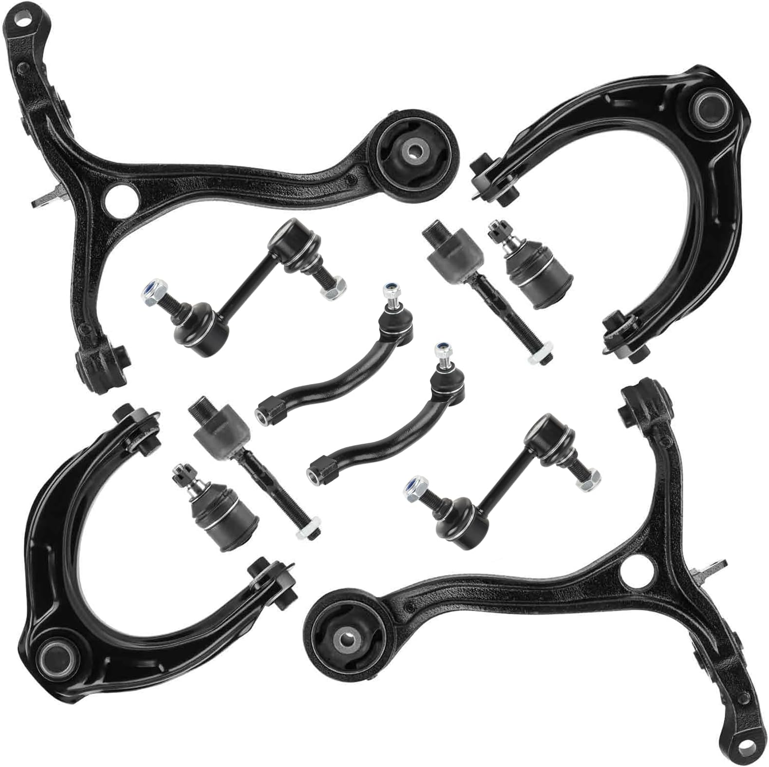 Front Control Arms Upper Lower Suspension Kit Fit for Honda Accord 2008 2009 2010 2011 2012 with Inner Outer Tie Rods End Links Sway Bar Ball Joints Driver Passenger Side-12pc