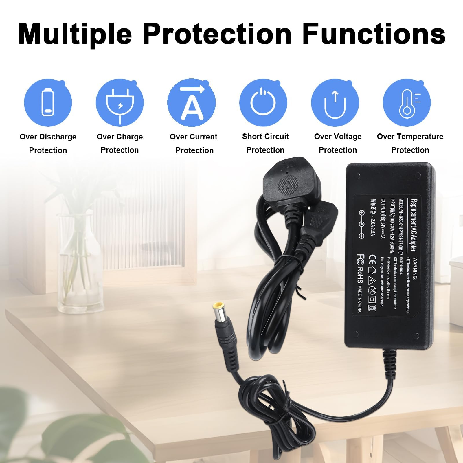 Caricabatterie 24V per Samsung Soundbar HW-H550 HW-H551 HW-J450 HW-Q60T HW-F335 HW-F350 HW-F550 HW-F551 HW-R50C HW-S40T A6024_DSM HW-R650 HW-H450 HW-B550 HW-H751 HW-A650 HW-H7500 HW-Q600C