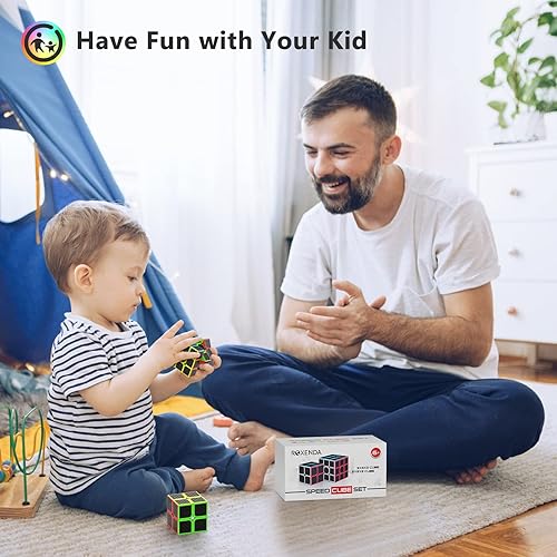 Miniatura 9 de Vdealen Juego de cubos de velocidad de pirámide de 2 x 2 x 2 x 2 pulgadas, 3 x 3 x 3 x 3 pulgadas, juego de cubos de velocidad de fibra de carbono