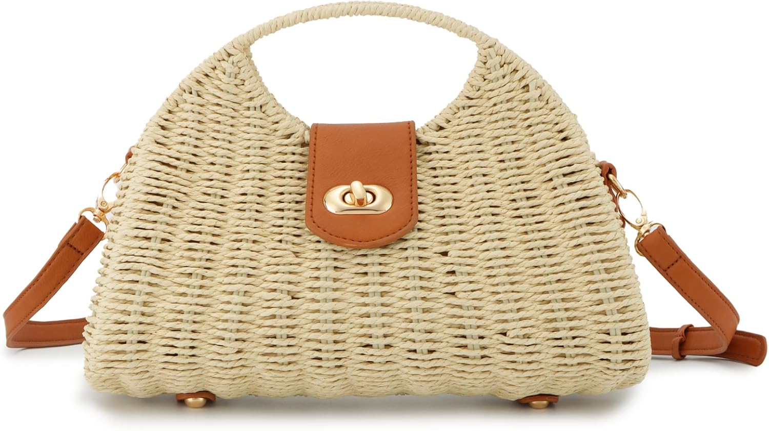 Oweisong Wicker Tote Handbag Straw Crossbody Bag for Women Summer Beach Purse