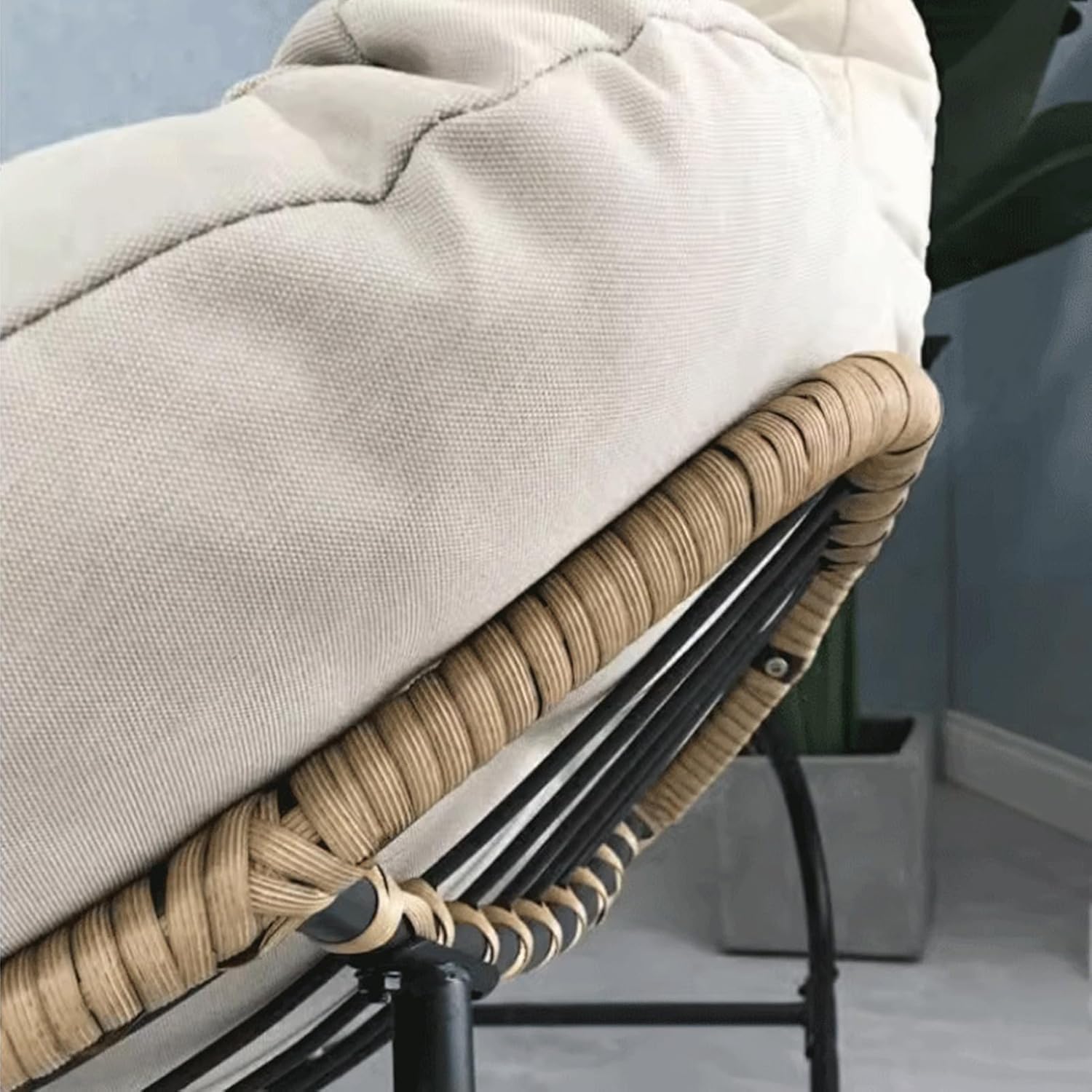 Comoda sedia a dondolo per esterni, in rattan, con cuscino spesso, delicata sulla pelle, per il tempo libero, per adulti, ideale per camera da letto e soggiorno (piccola verde)