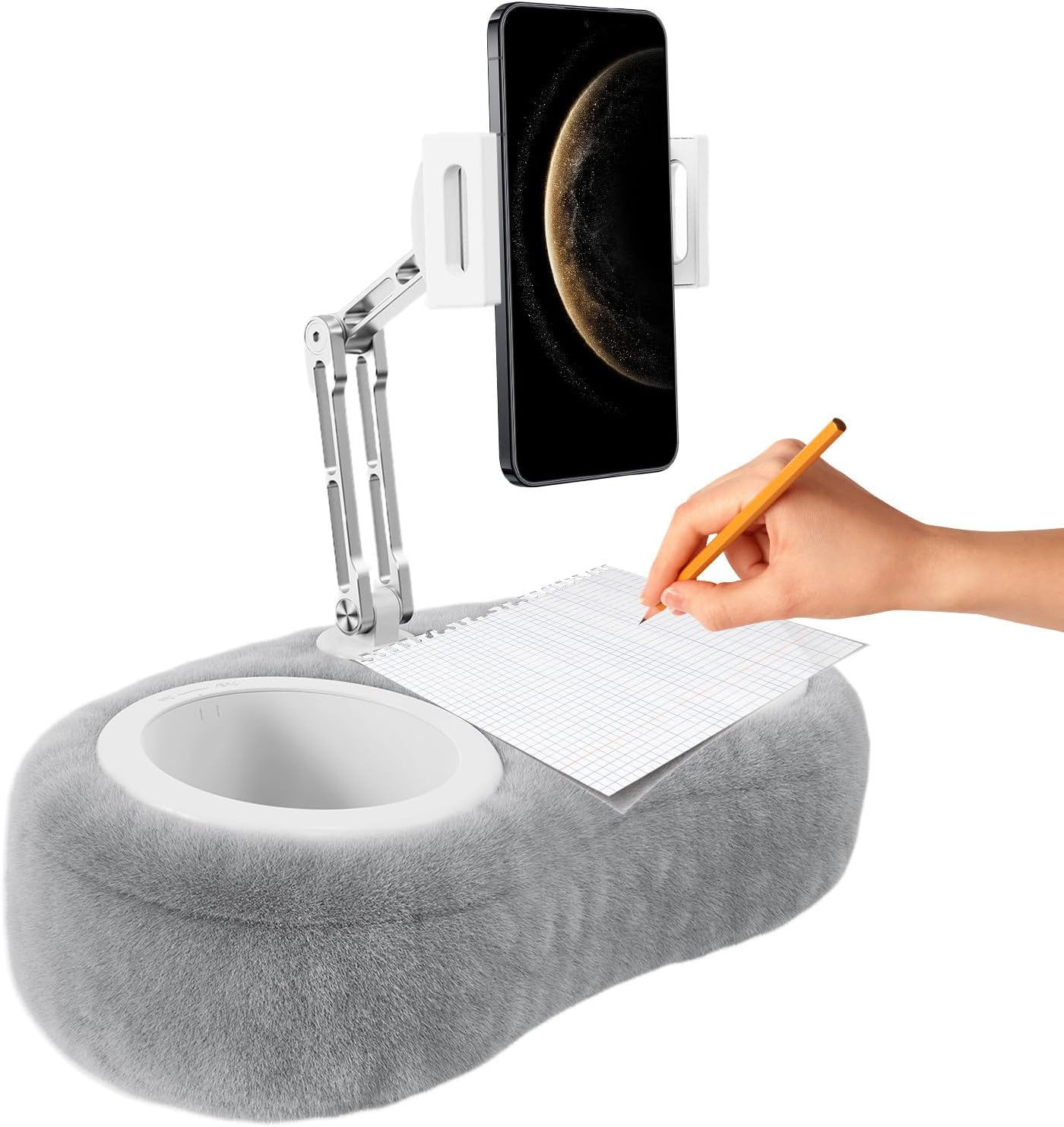 枕タブレットスタンド | デスクトップスマートフォンマウント,回転式タブレットホルダー ベッド・ソファ・机で使用可能 滑り止めスマホ