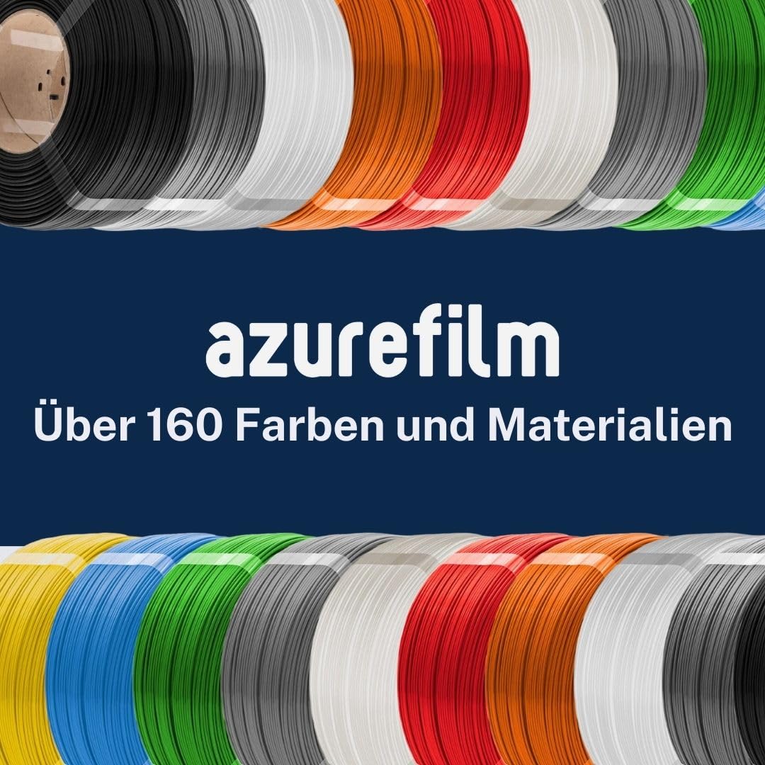 AzureFilm PETG Hyper Speed Refill Filament 1,75 mm, 10 kg (10x1 kg), stark & langlebig, feuchtigkeitsbeständig, für Hochgeschwindigkeits-3D-Druck, inkl. 2 gratis Spulen (Schwarz)