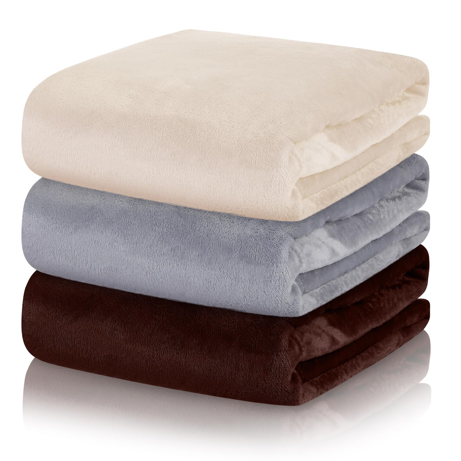 VitalCozy 3 Pack Fleece Throw Blanket Twin Size Soft Warm Plush Lightweight Fuzzy Couch & Bed Blanket Bulk for Valentine's Mother's Day Travel Camping