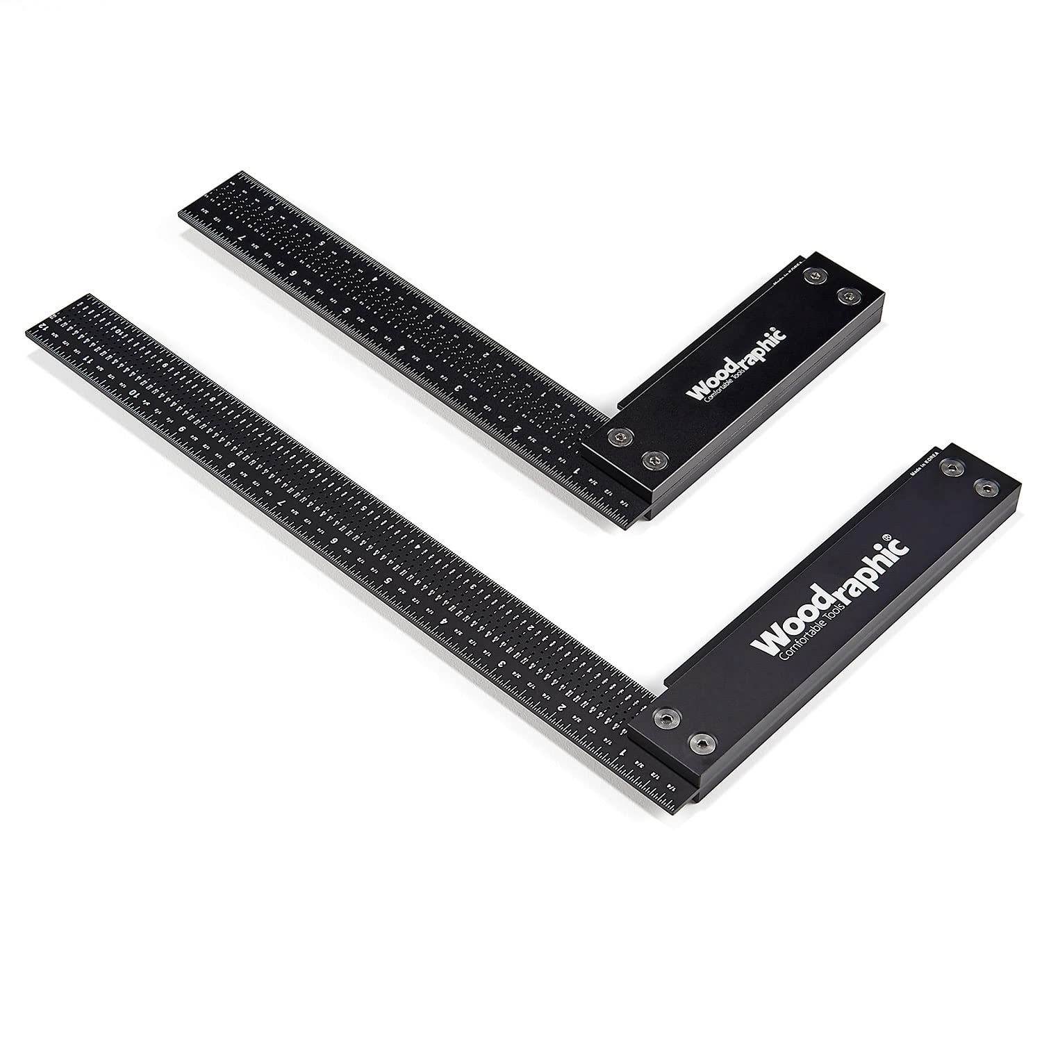 Precision Square Ruler for Measuring and Marking - Aluminum Steel Framing Tool for Professional Carpentry Use (Inch Set - 8 & 12)