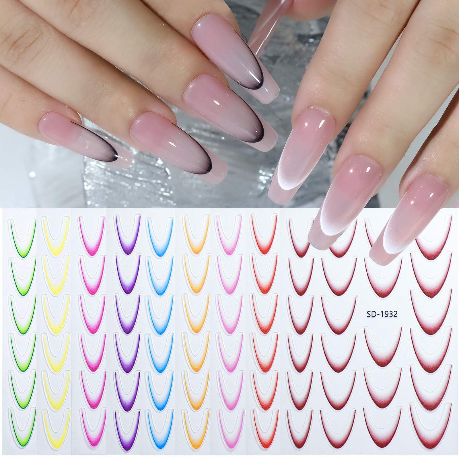 12 Stück French Tip Nagelaufkleber Set - 12 Farben, Selbstklebend & Wiederverwendbar Für Einfaches DIY Nail Design