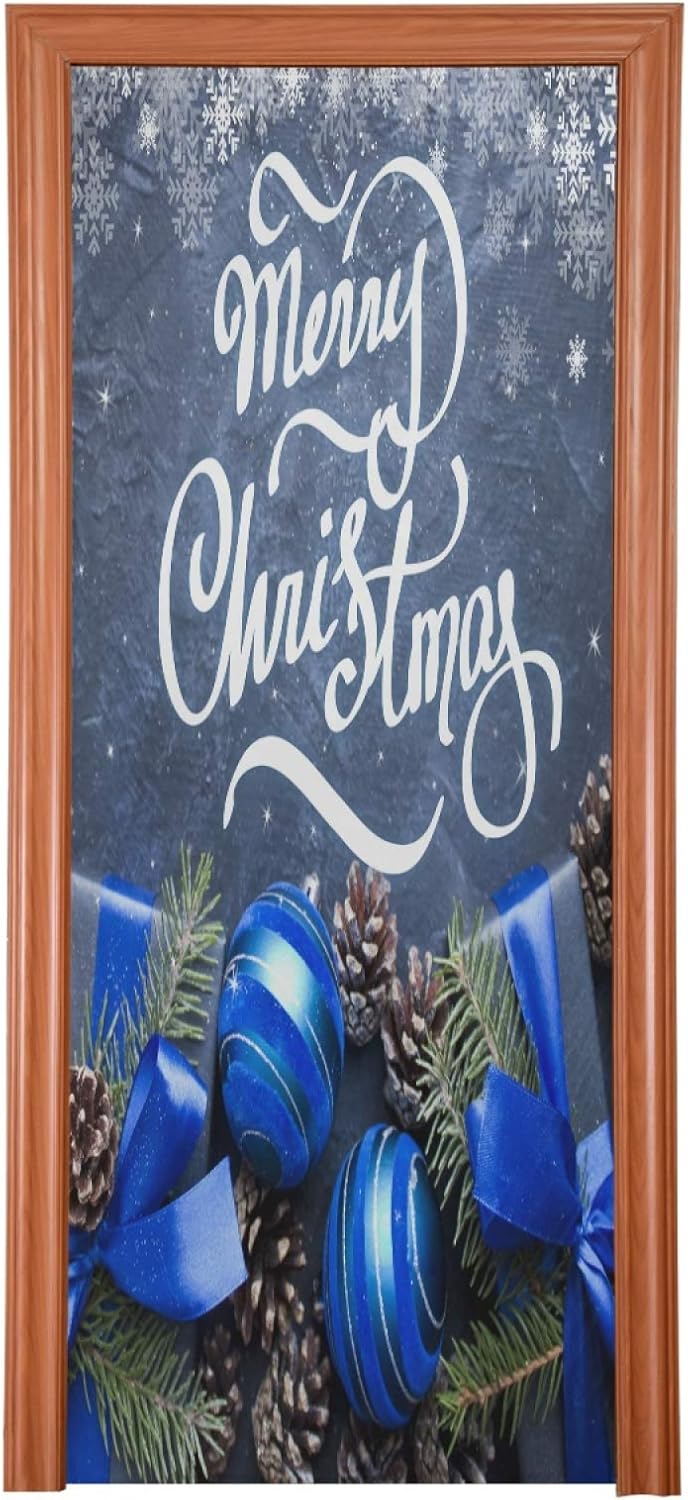 Christmas Snowflake Door Cover Winter Xmas Front Door Cover Banner Porch Sign for Home Party Decor Indoor Outdoor Decorations 32 x 79 Inch