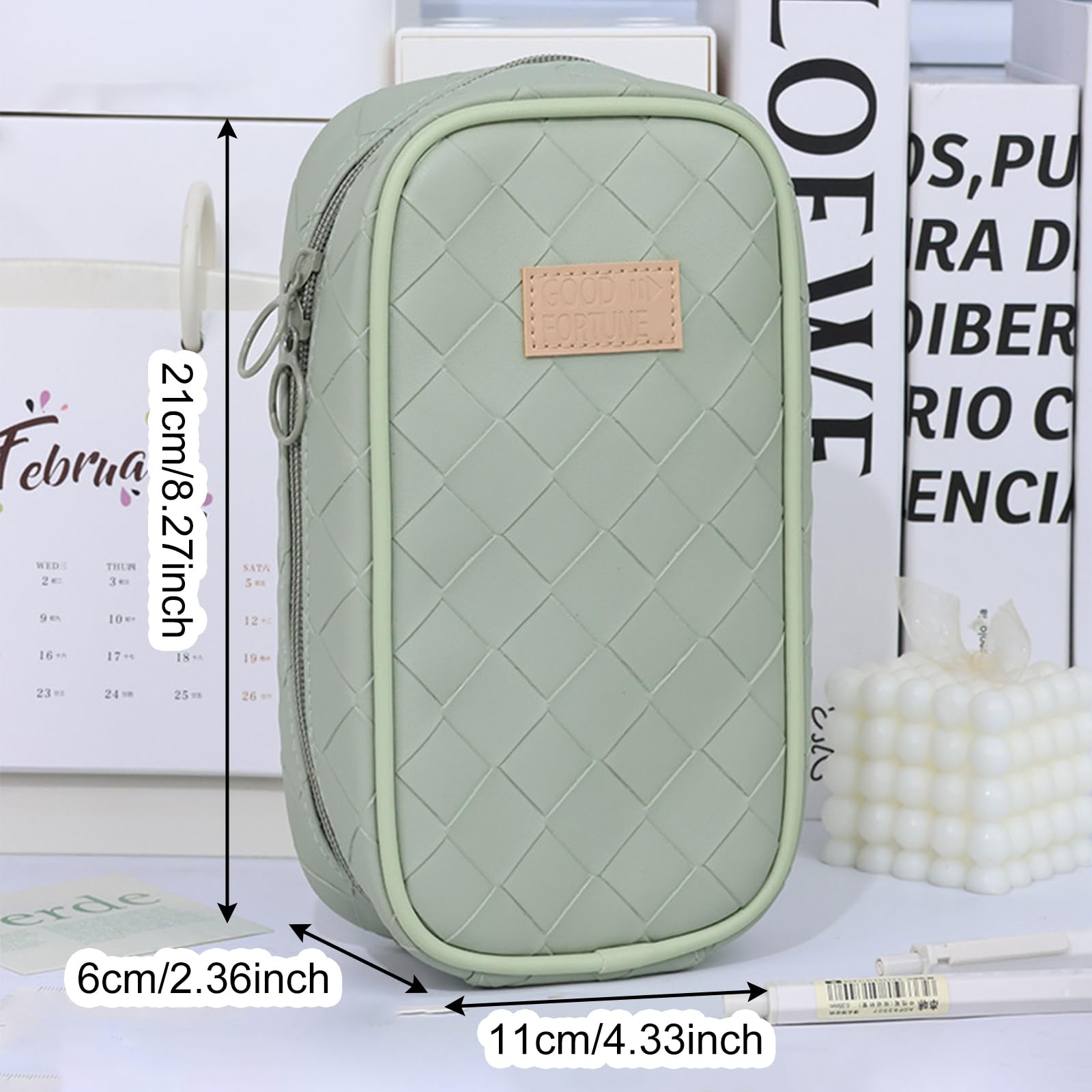 KASESSS Pencil Case for Girls Cute Pencil Case, Practical Pencil Cases for Women Woven Texture Girls Pencil Cases with Zip - Image 2