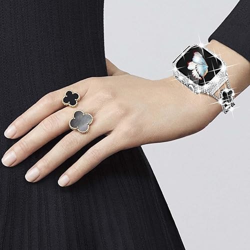 Miniatura 7 de Surace Compatible con correas de Apple Watch de 1.575 pulgadas para mujer, joyería de diamantes de imitación de acero inoxidable con funda